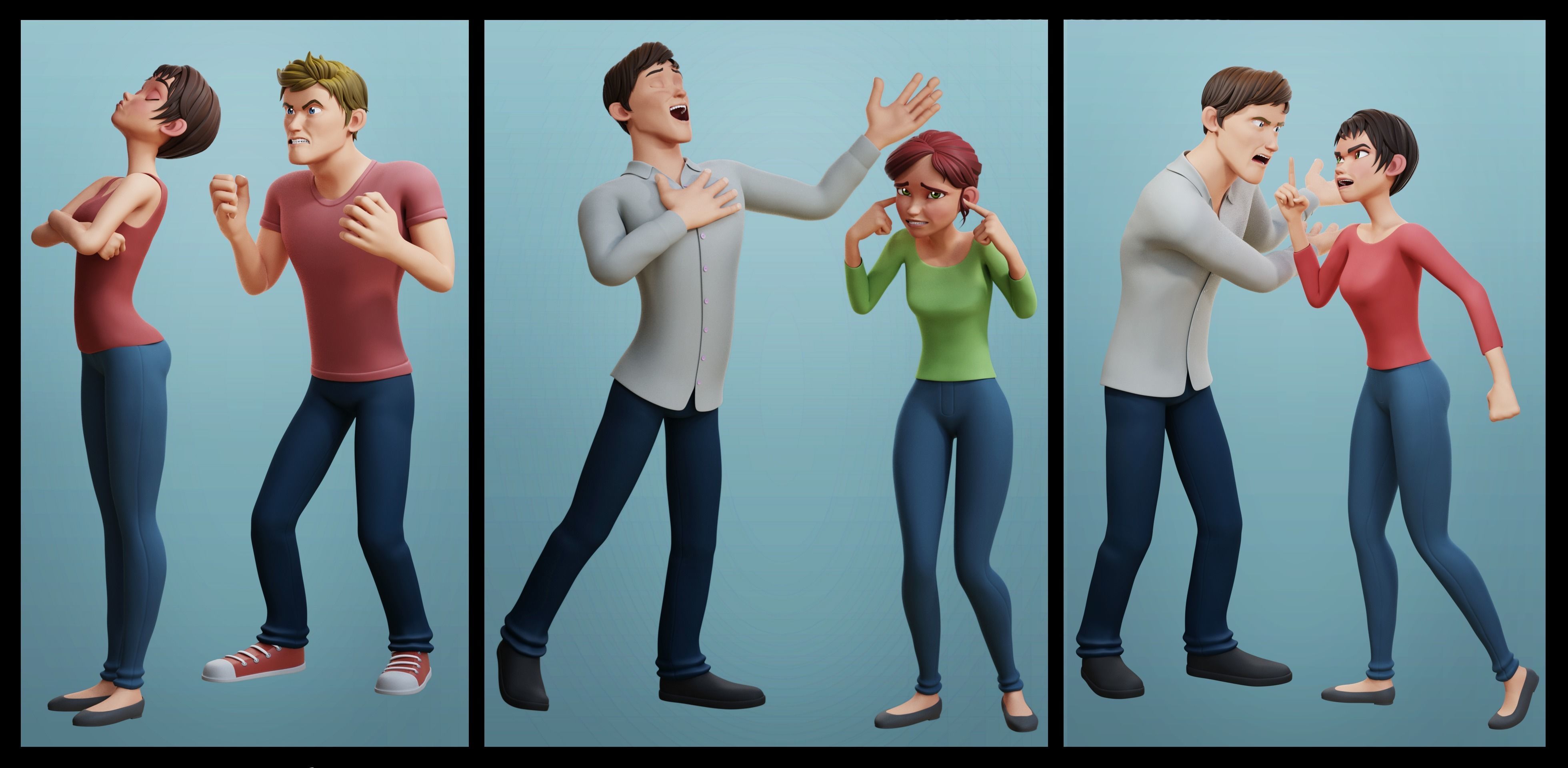 Nina and Alex Cartoon Rigs 3D model_3