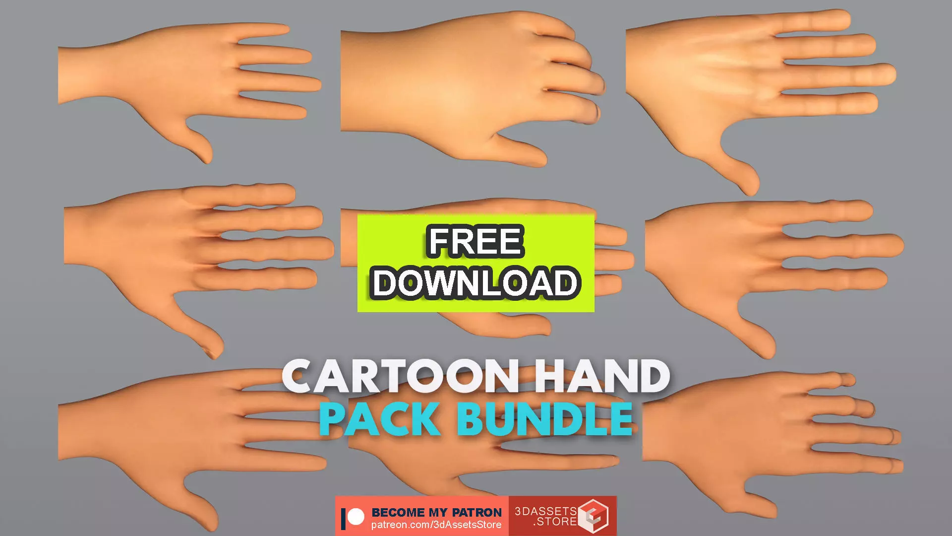 Character - Cartoon Hand Pack Bundle Low-poly 3D model_0