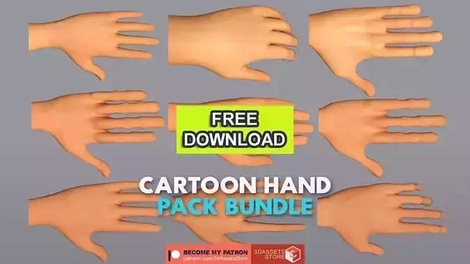 Character - Cartoon Hand Pack Bundle Low-poly 3D model