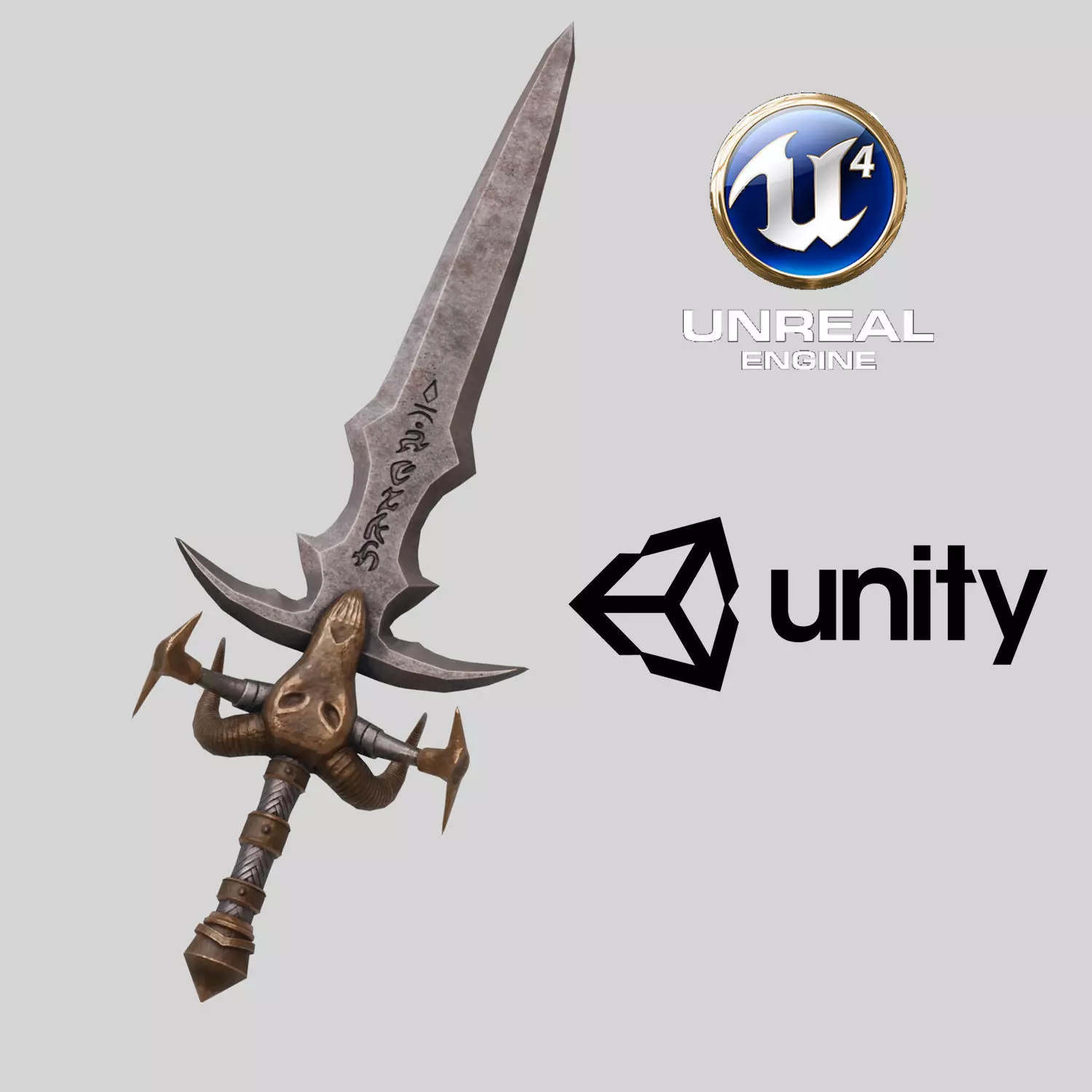 Low Poly Medieval Fantasy Sword Low-poly 3D model_0