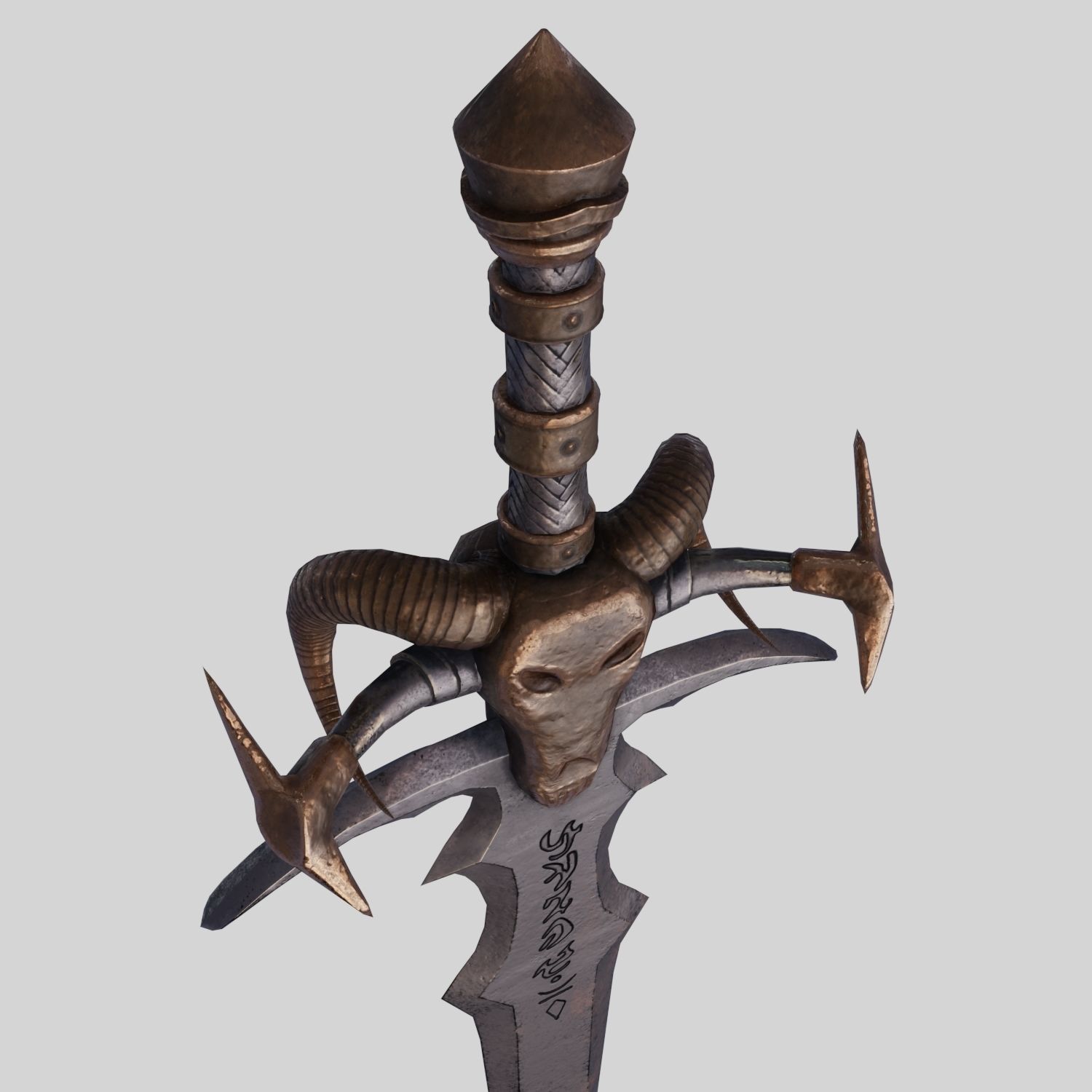Low Poly Medieval Fantasy Sword Low-poly 3D model_6