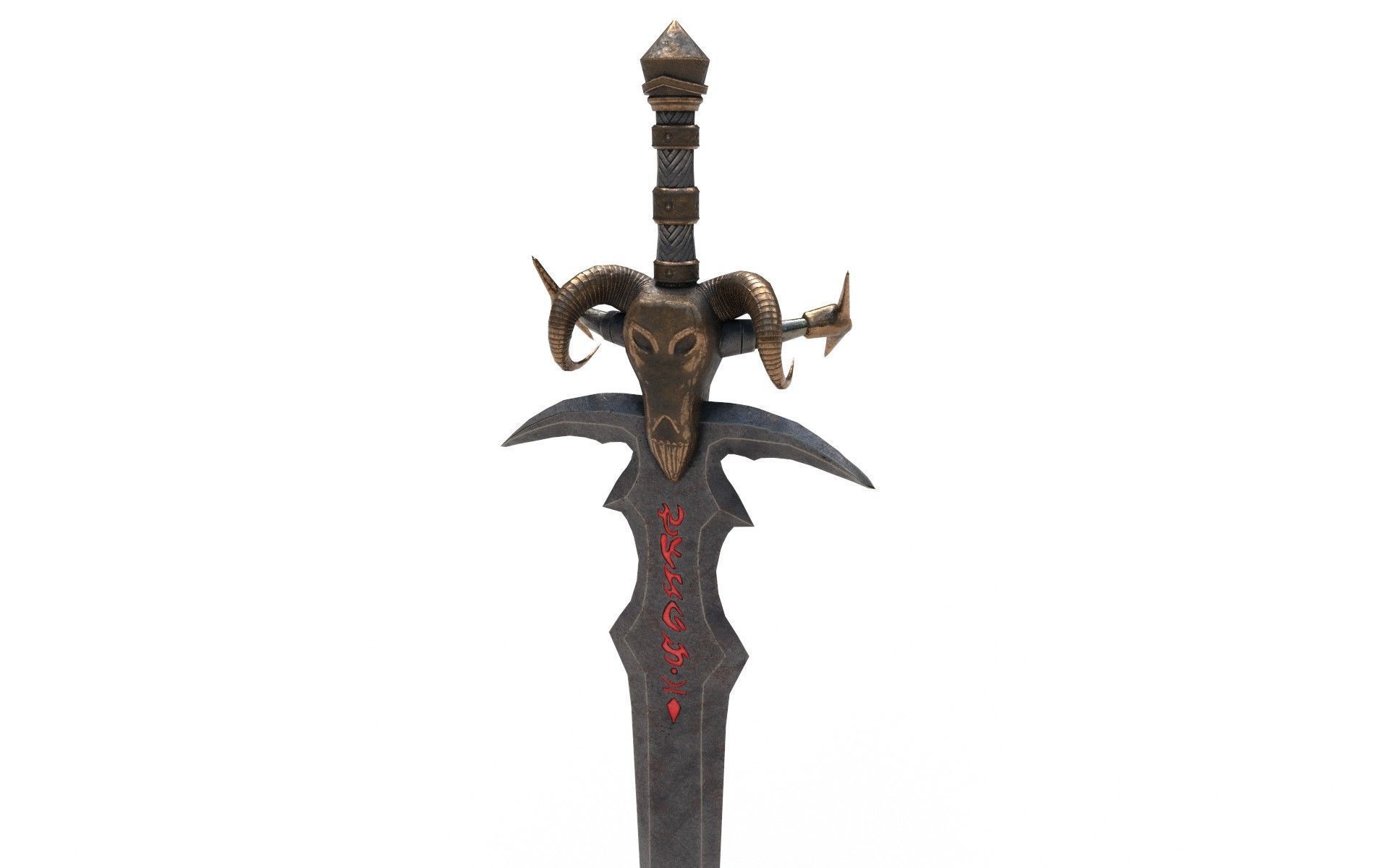 Low Poly Medieval Fantasy Sword Low-poly 3D model_1
