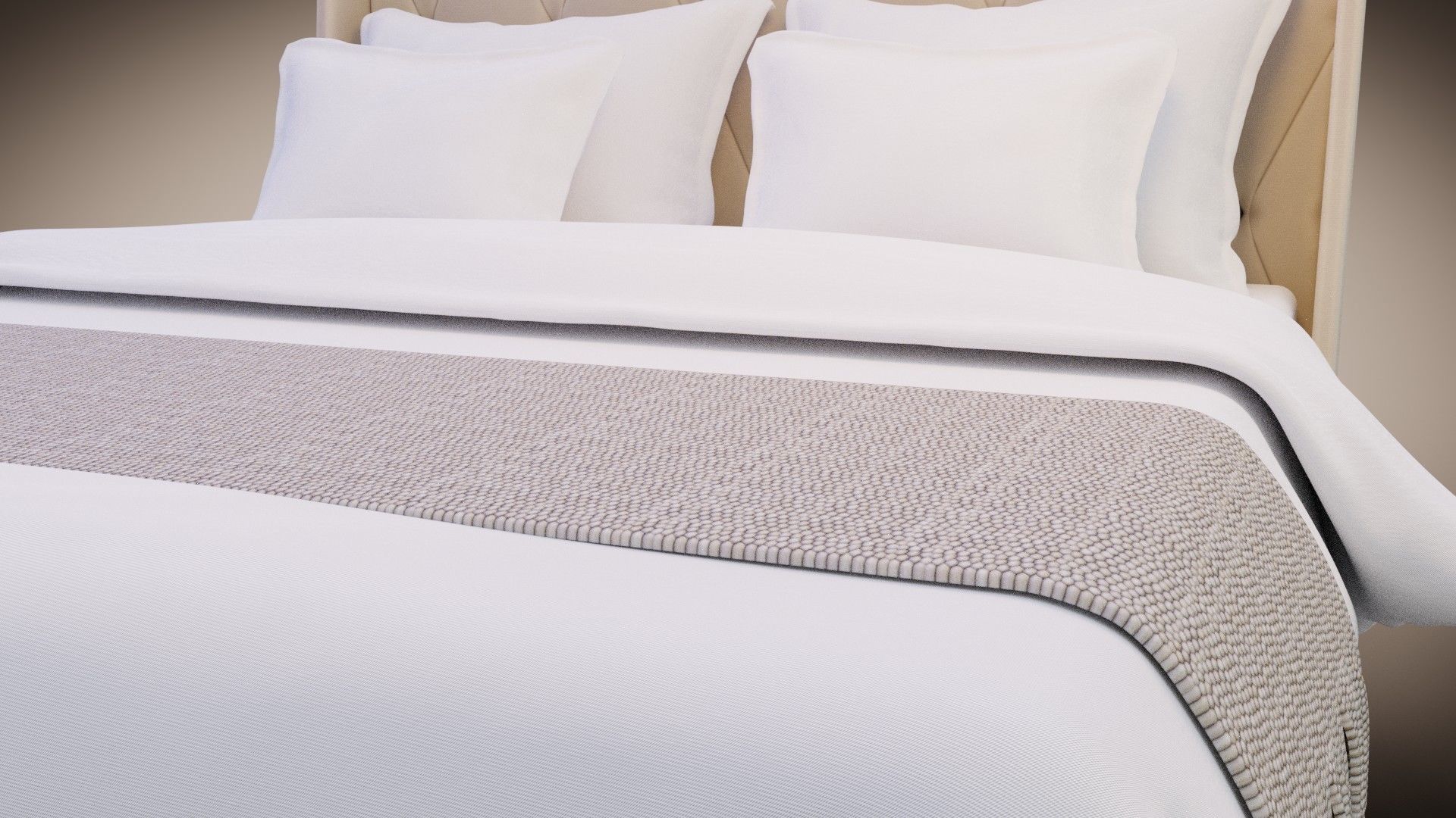 bed with pillows and blanket 3D model_4