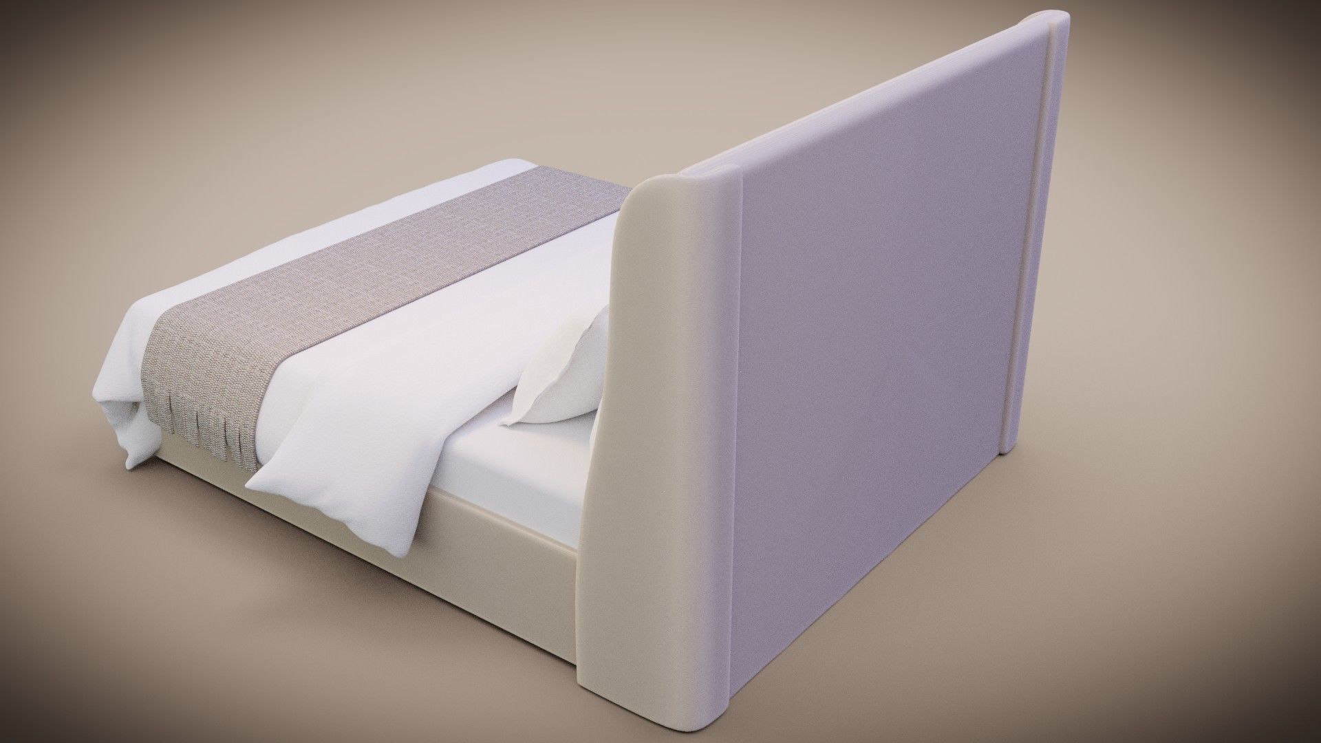 bed with pillows and blanket 3D model_13