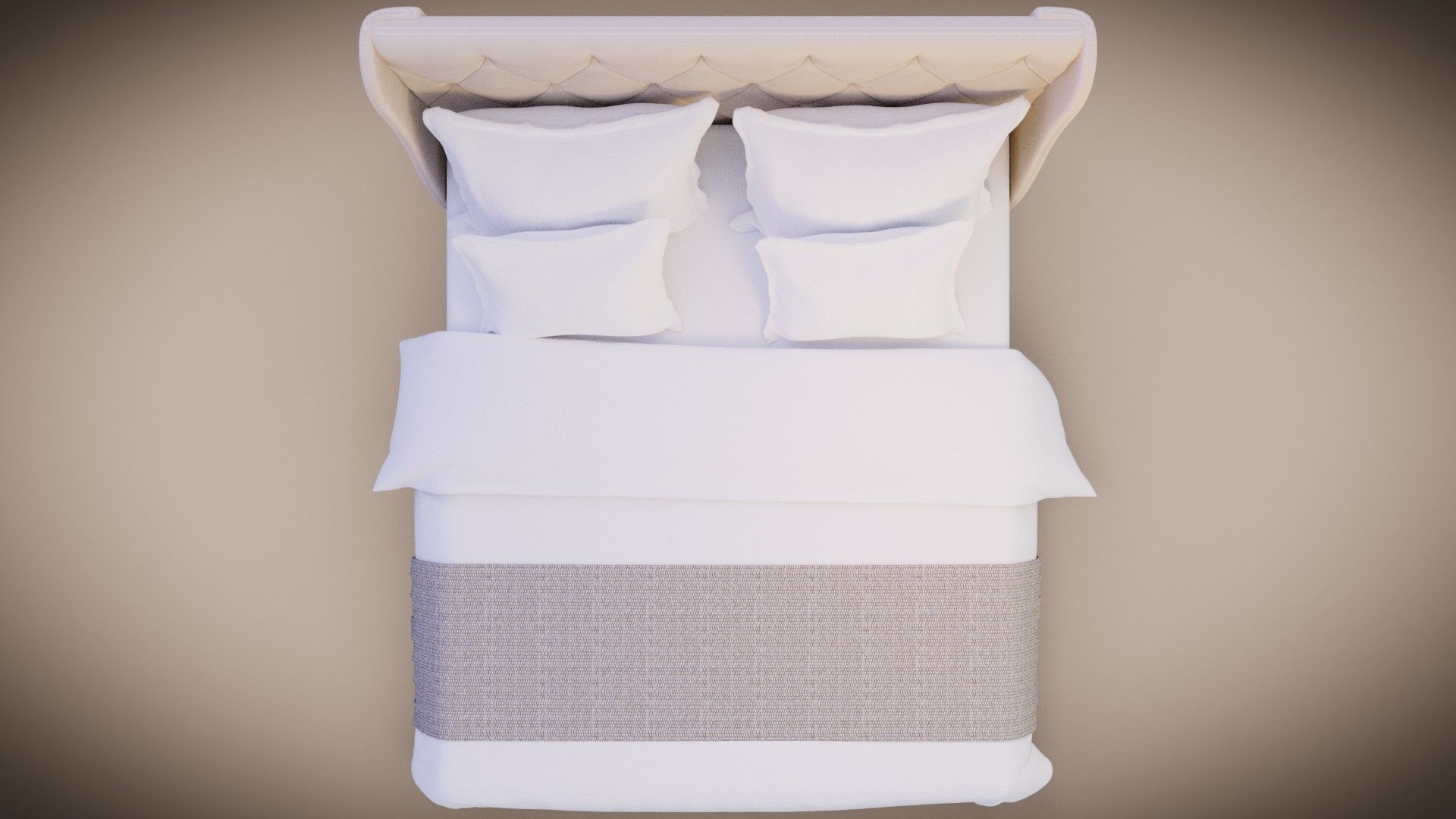 bed with pillows and blanket 3D model_10