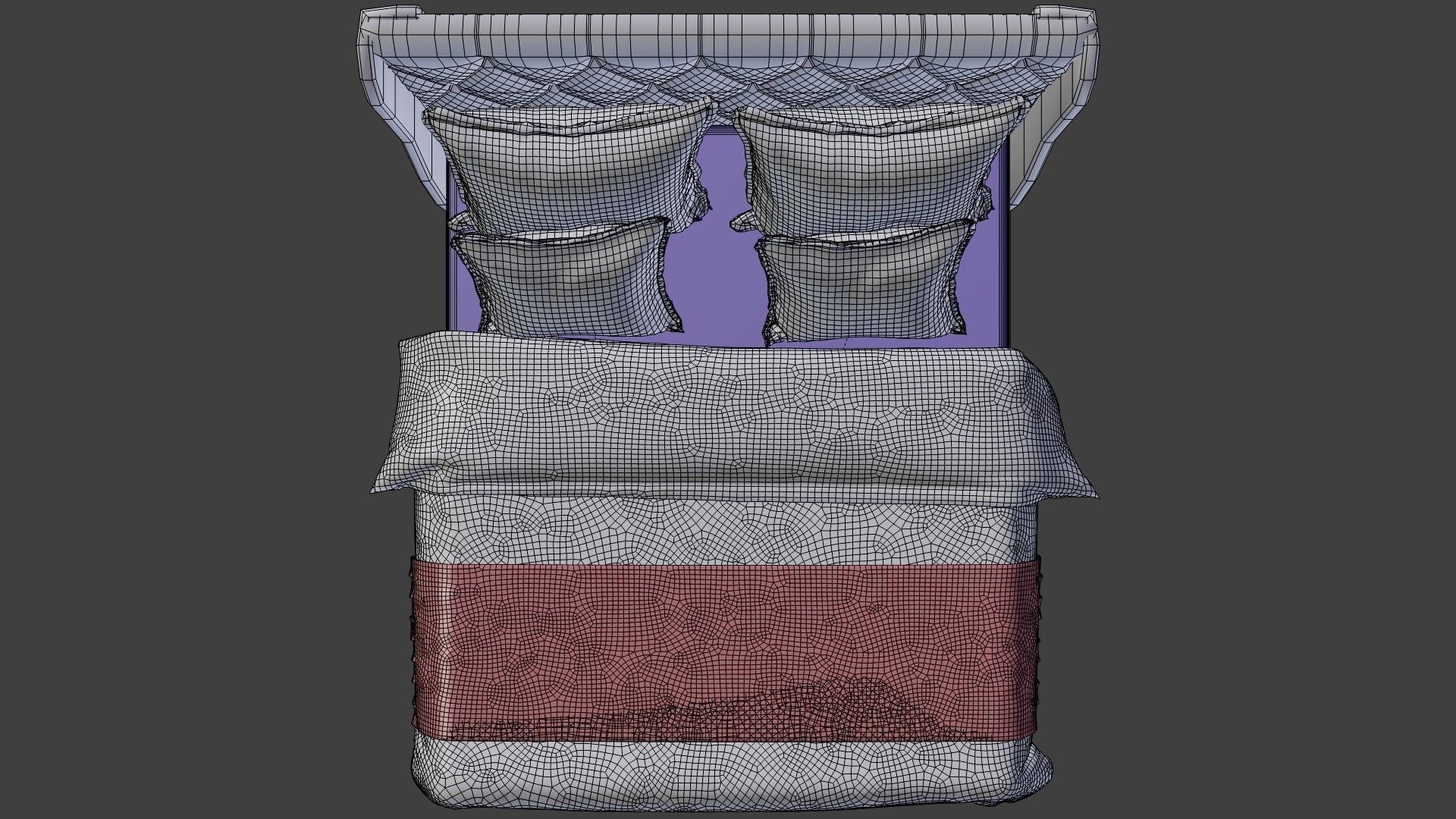 bed with pillows and blanket 3D model_15