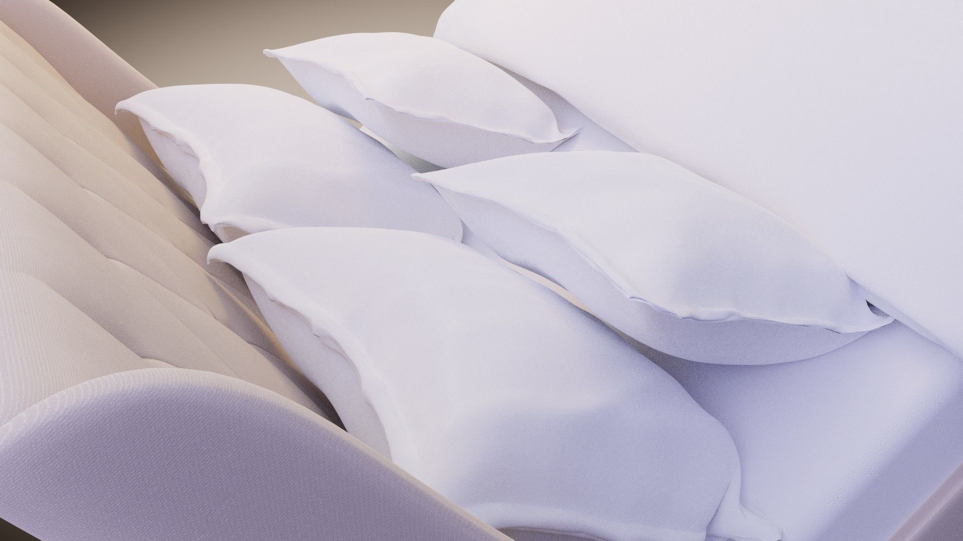 bed with pillows and blanket 3D model_7