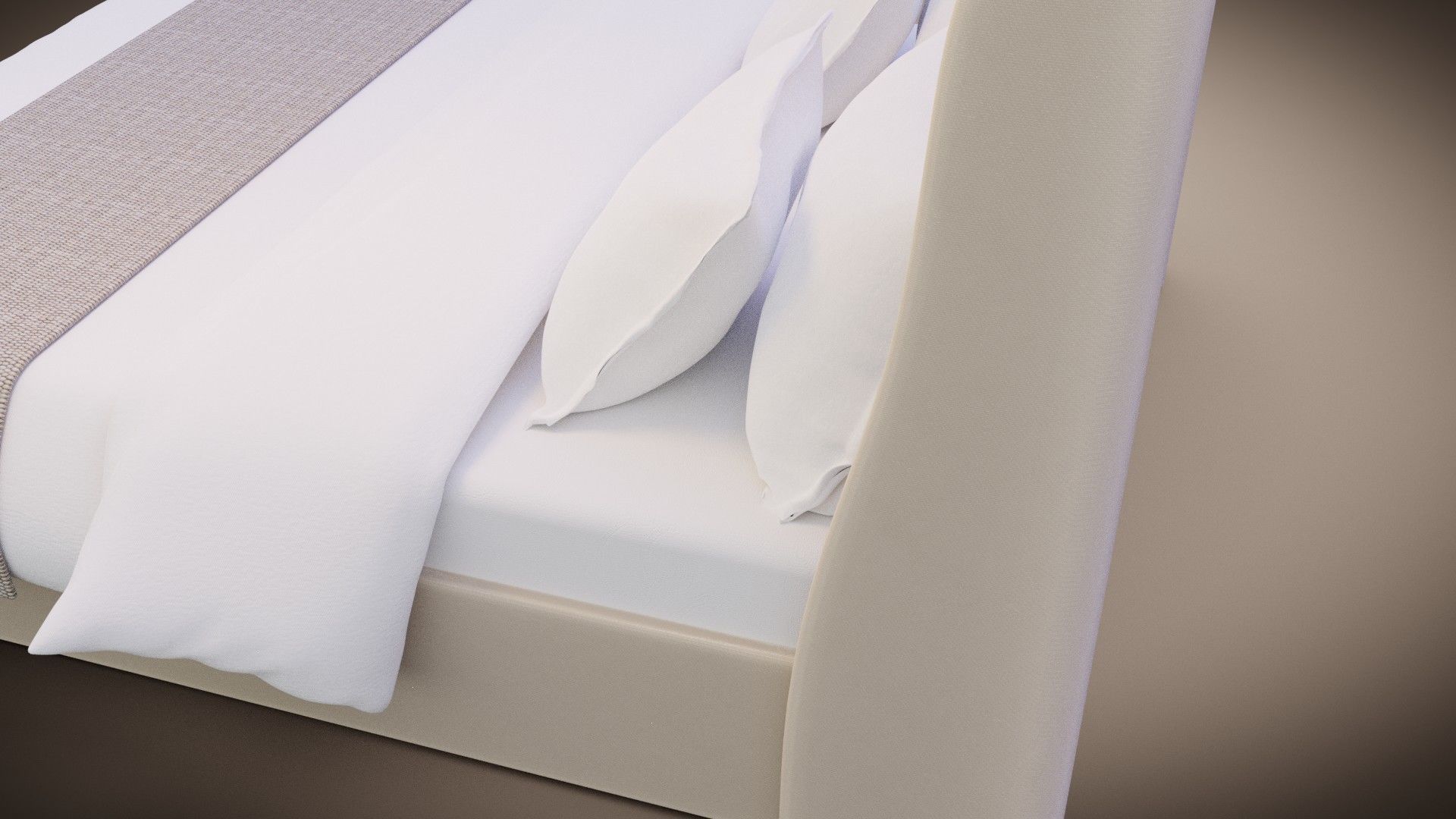 bed with pillows and blanket 3D model_12