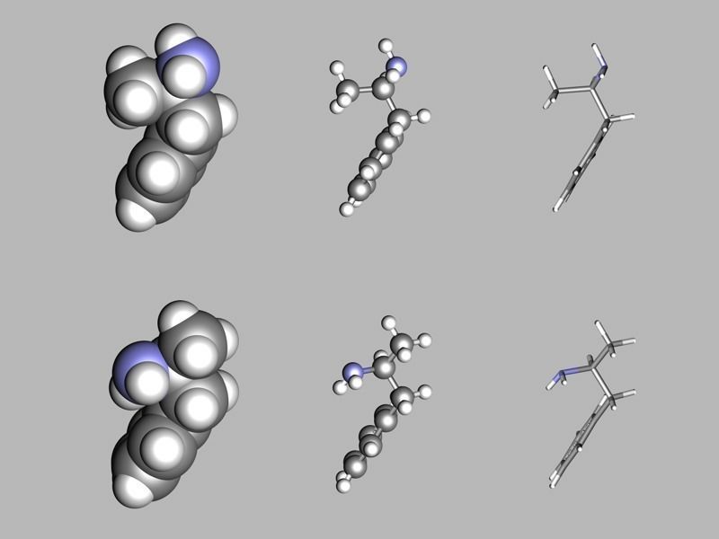 Benzedrine - levoamphetamine and dextroamphetamine - molecules 3D model_7