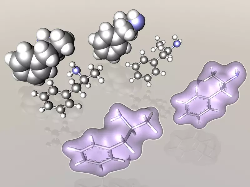 Benzedrine - levoamphetamine and dextroamphetamine - molecules 3D model_0