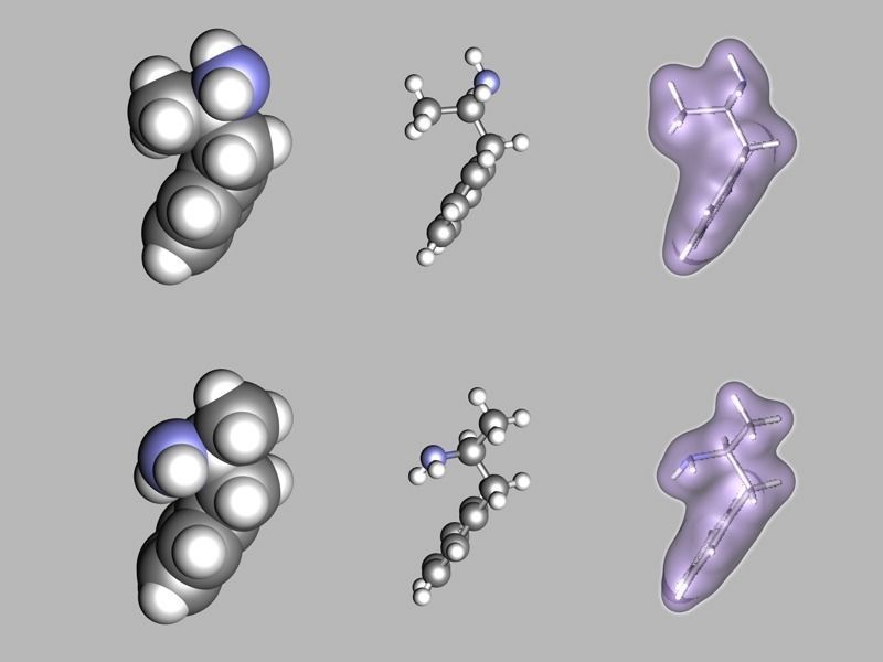Benzedrine - levoamphetamine and dextroamphetamine - molecules 3D model_6