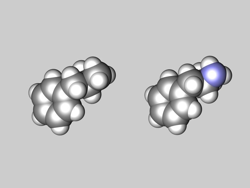 Benzedrine - levoamphetamine and dextroamphetamine - molecules 3D model_5