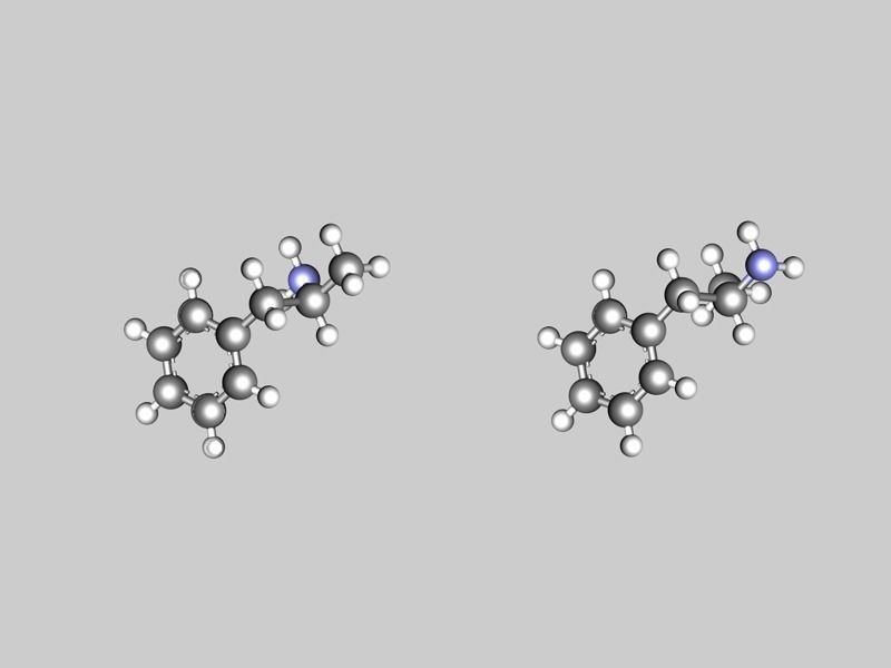 Benzedrine - levoamphetamine and dextroamphetamine - molecules 3D model_4