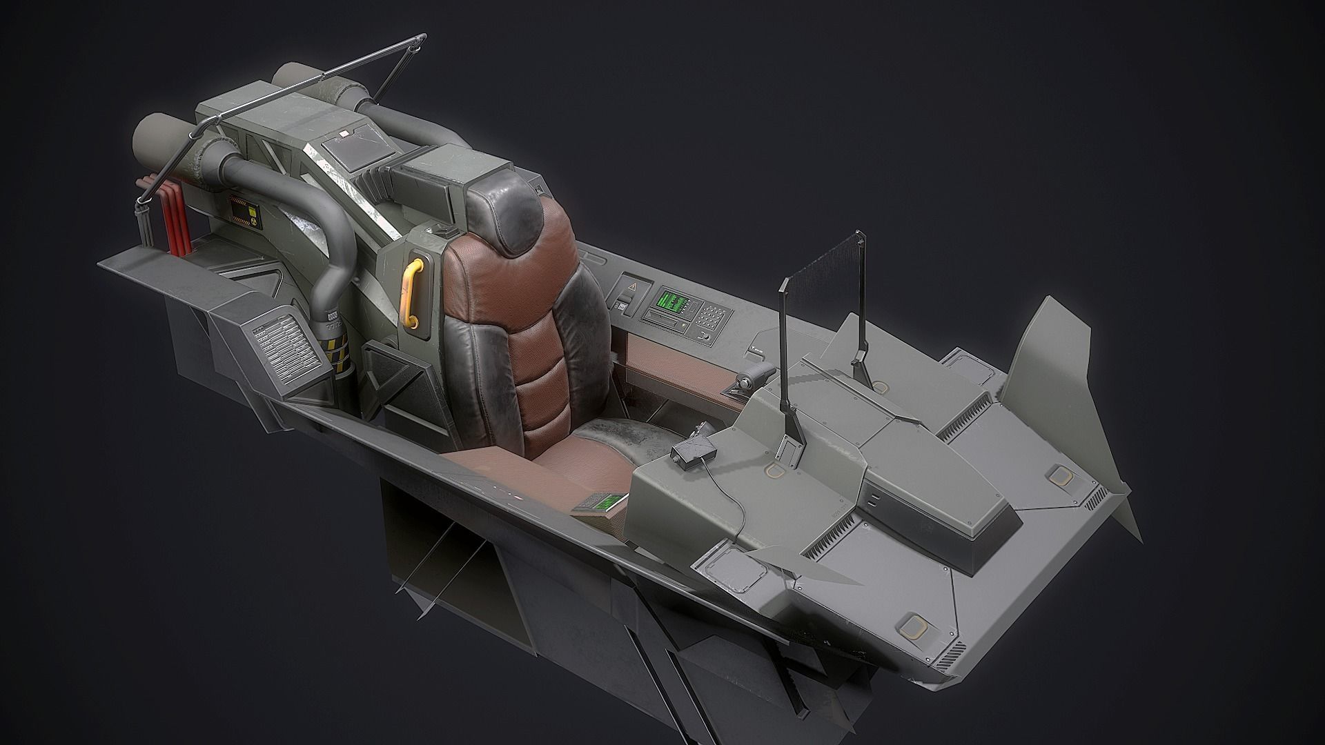 Stingray MKIII Sci Fi Fighter Cockpit Low-poly 3D model_5