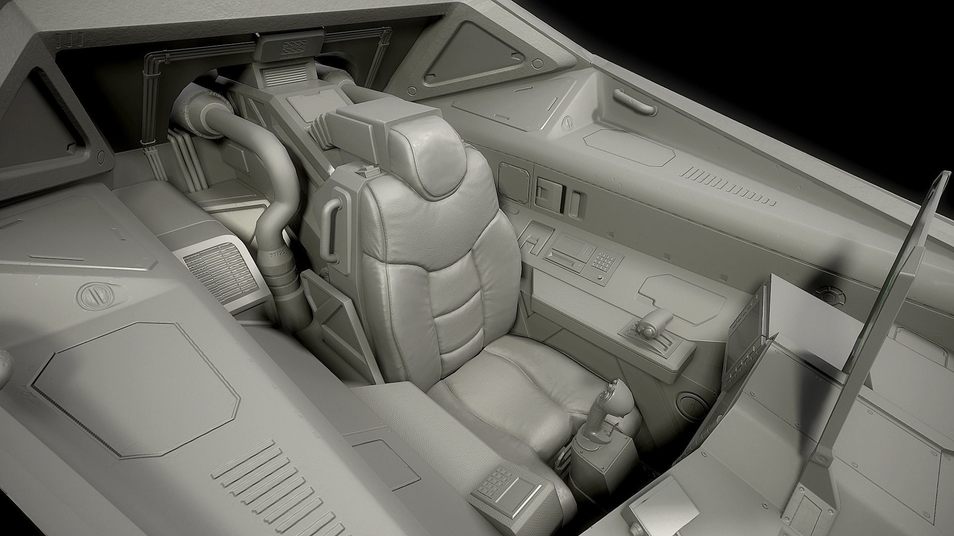 Stingray MKIII Sci Fi Fighter Cockpit Low-poly 3D model_9