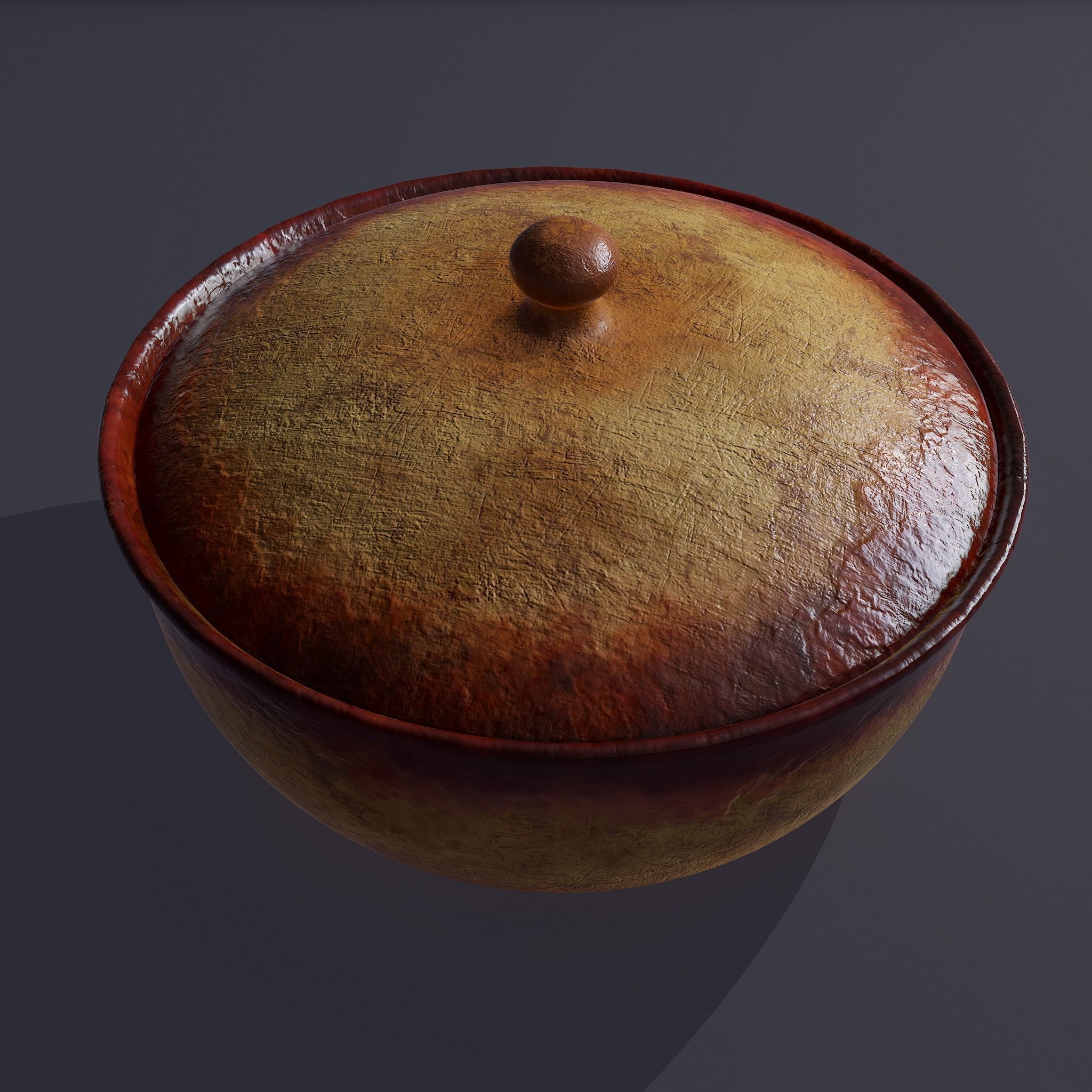 Terracotta Glazed Pot with Lid Free low-poly 3D model_20