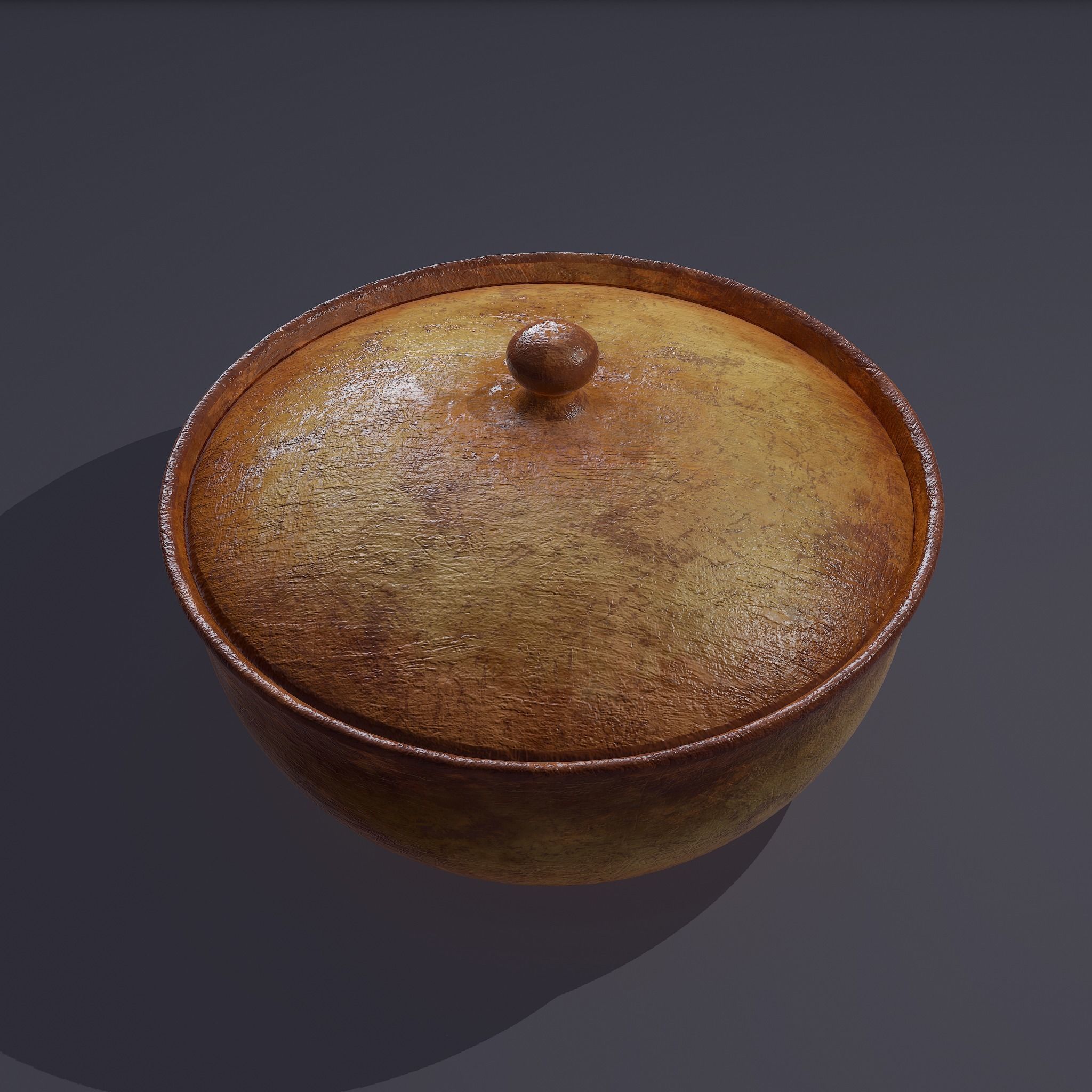 Terracotta Glazed Pot with Lid Free low-poly 3D model_6