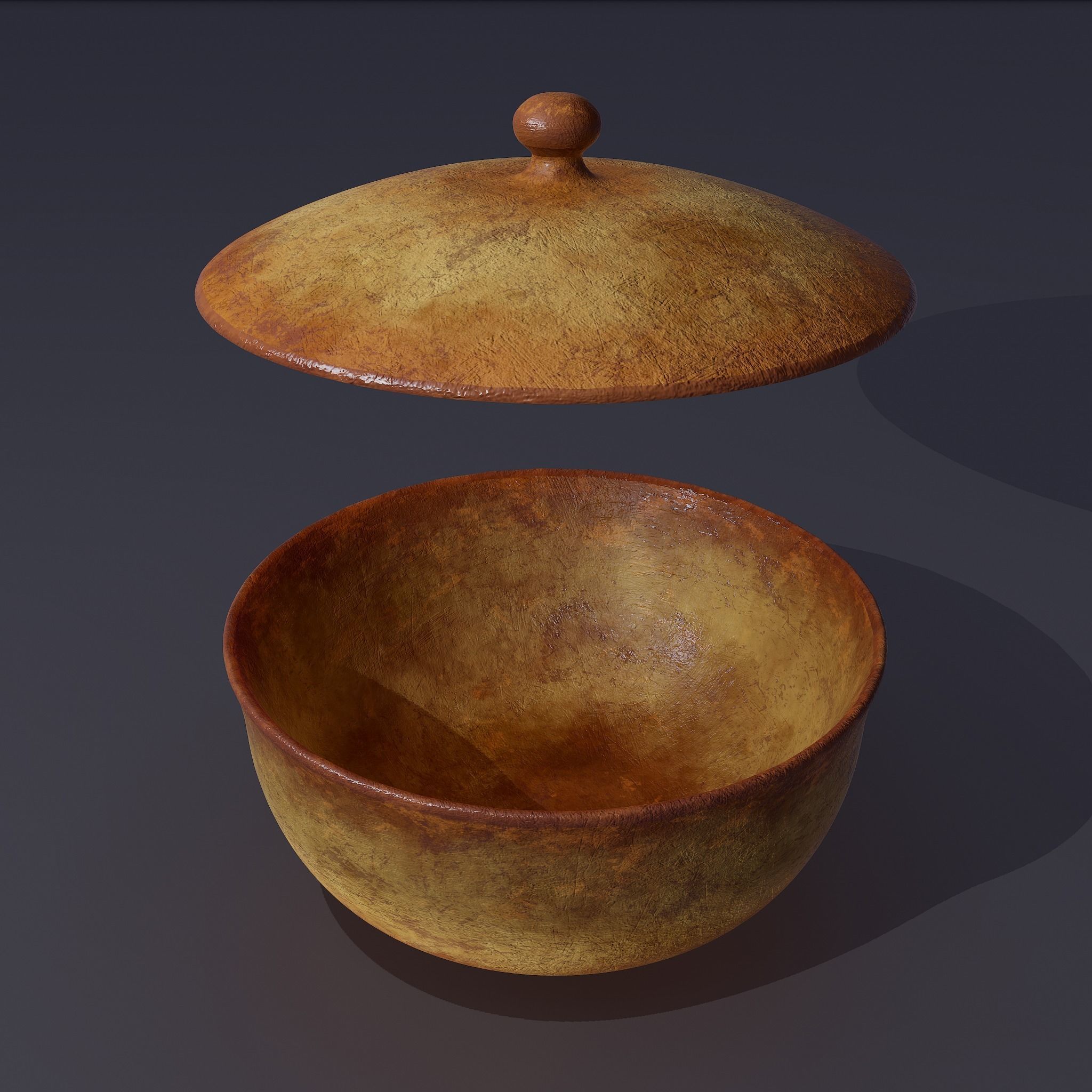 Terracotta Glazed Pot with Lid Free low-poly 3D model_22