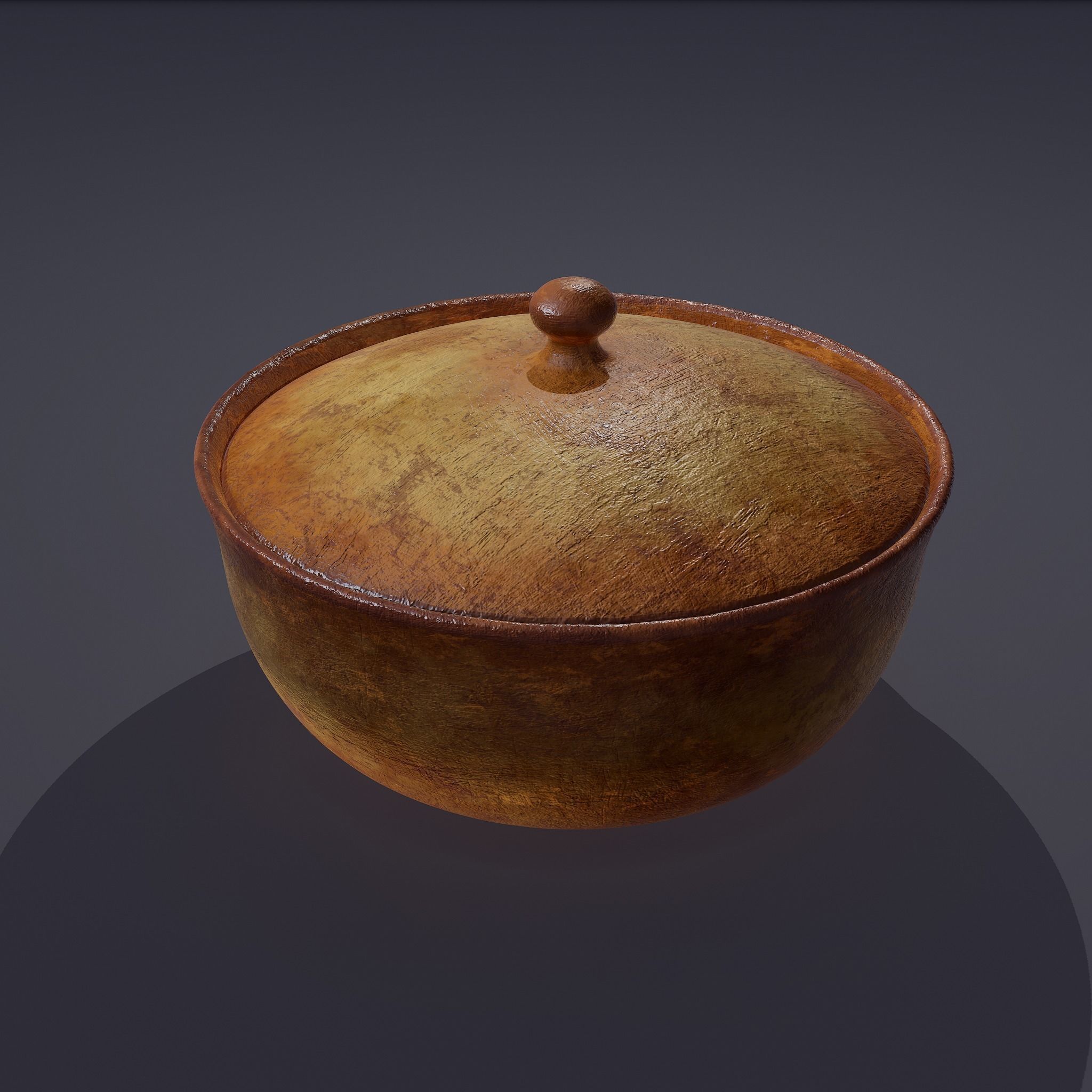 Terracotta Glazed Pot with Lid Free low-poly 3D model_4