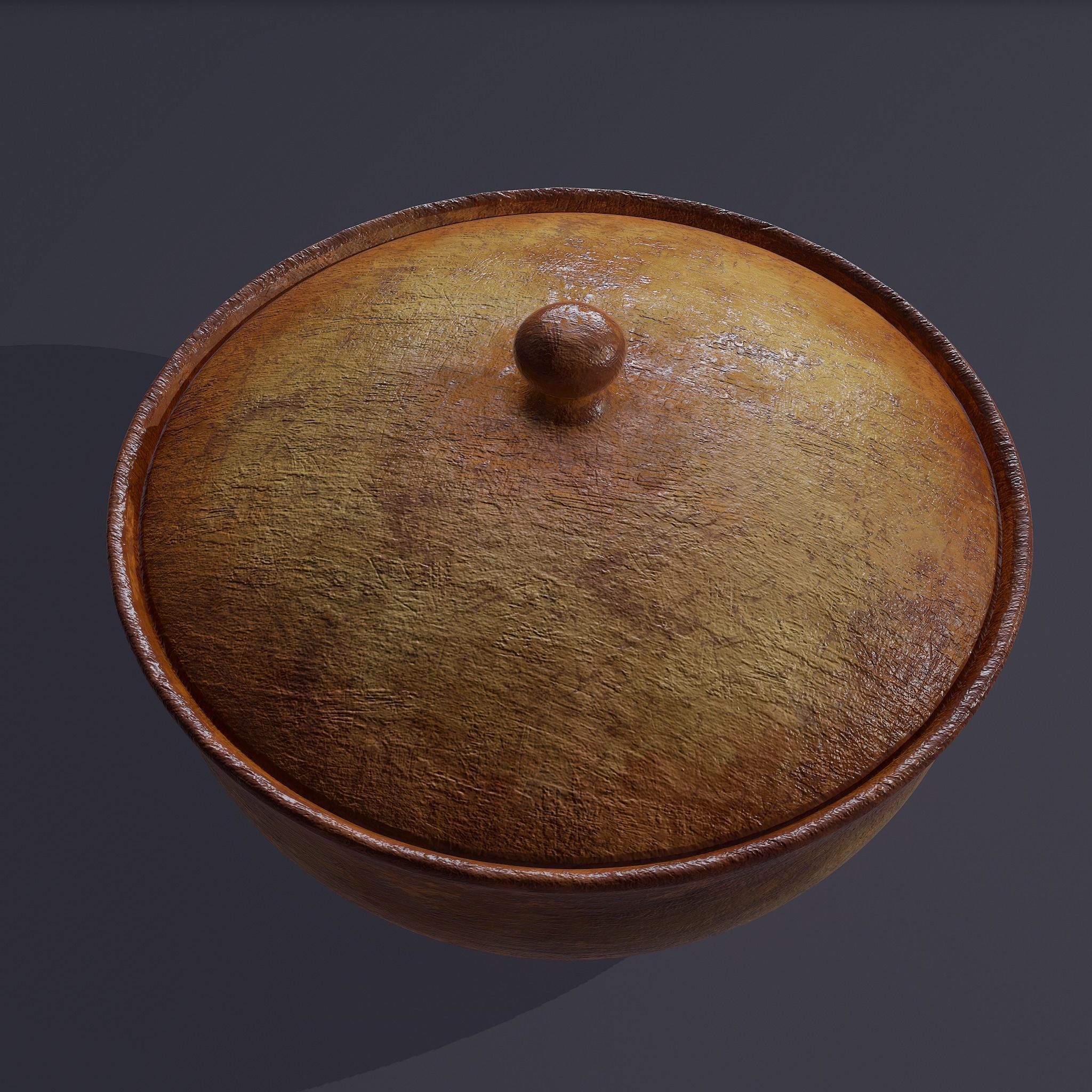Terracotta Glazed Pot with Lid Free low-poly 3D model_29