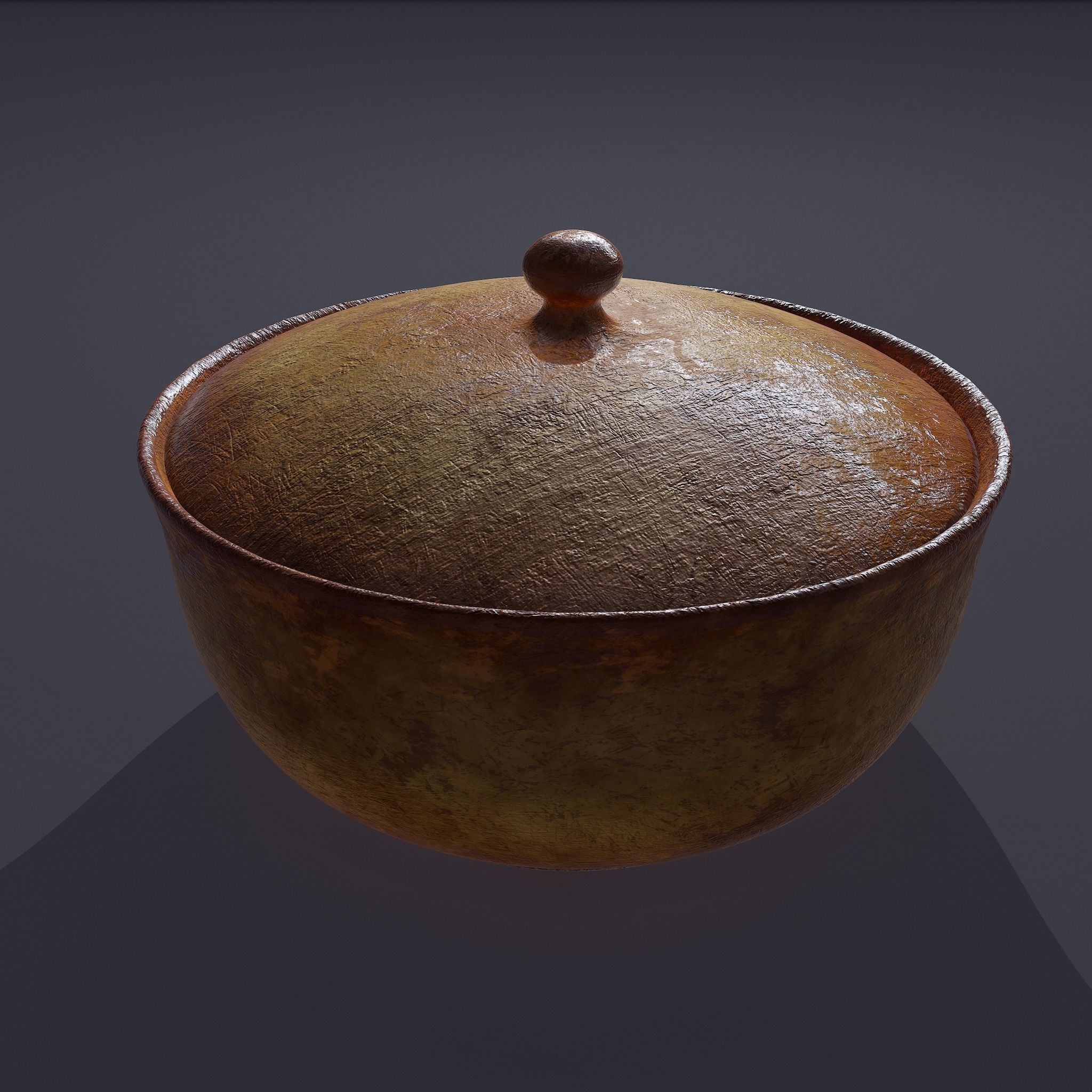 Terracotta Glazed Pot with Lid Free low-poly 3D model_17