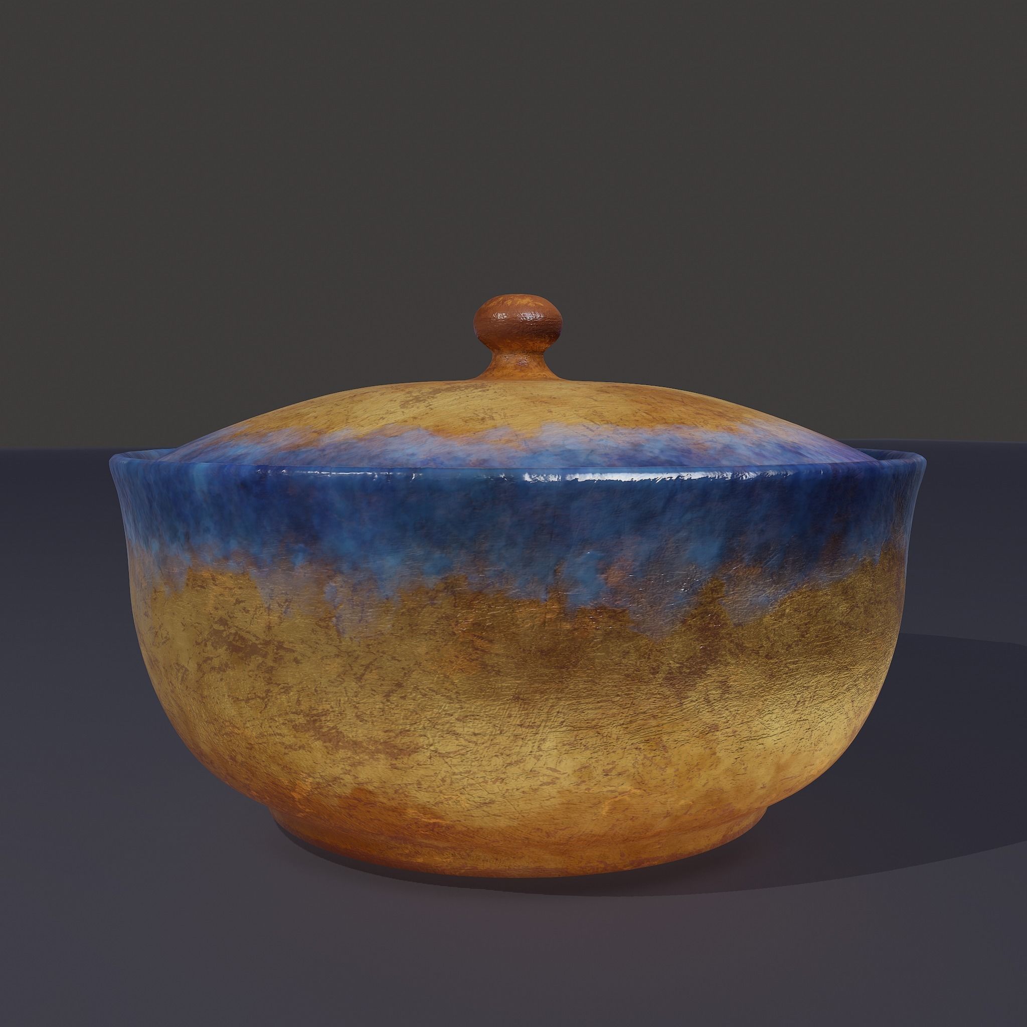 Terracotta Glazed Pot with Lid Free low-poly 3D model_27