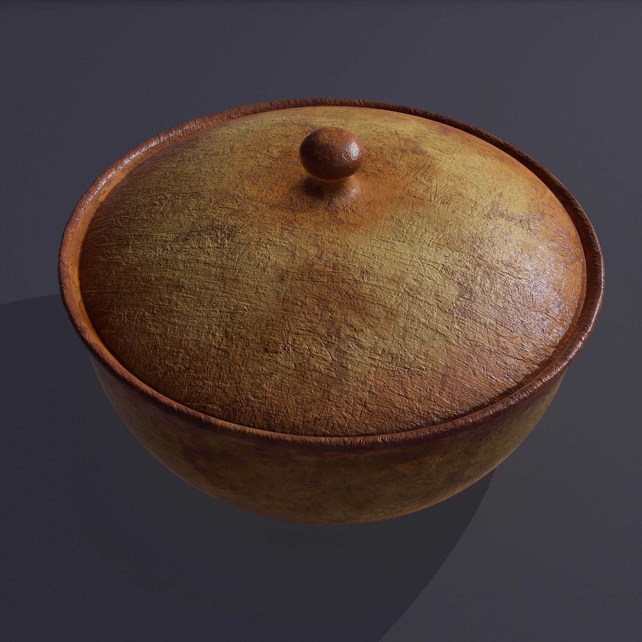 Terracotta Glazed Pot with Lid Free low-poly 3D model_18