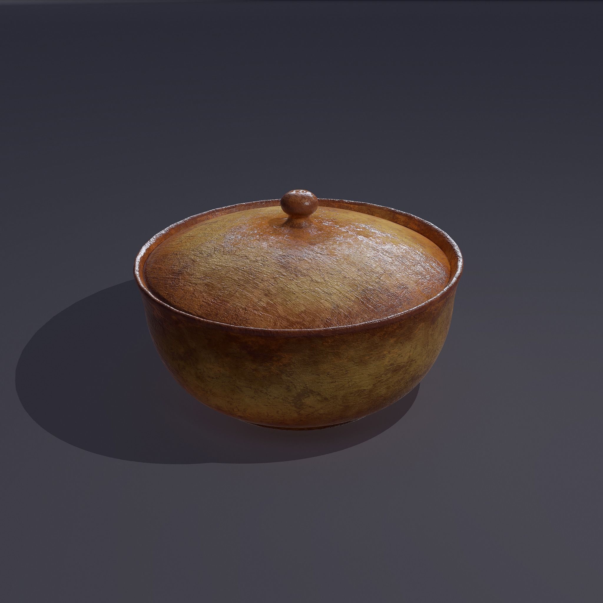 Terracotta Glazed Pot with Lid Free low-poly 3D model_7