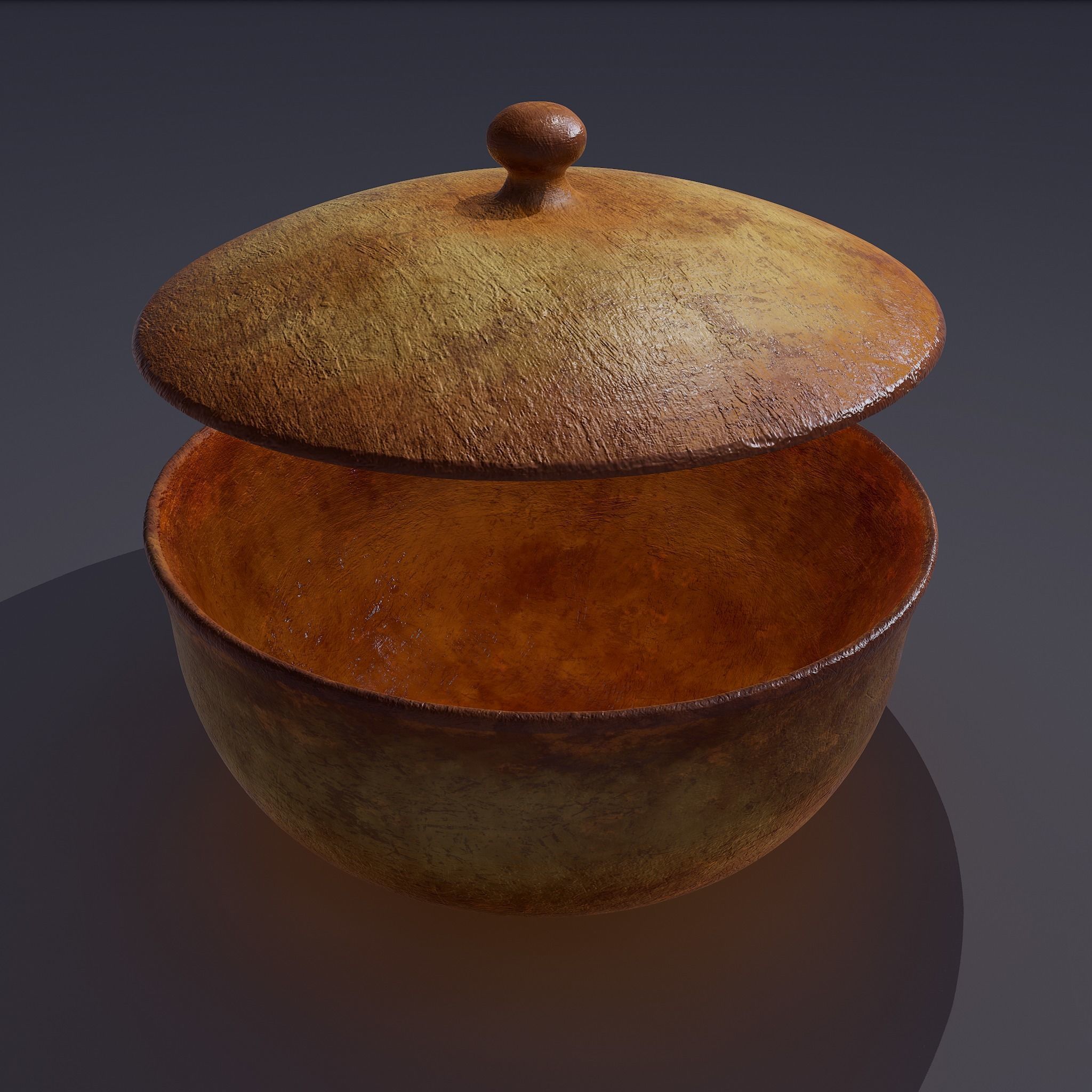 Terracotta Glazed Pot with Lid Free low-poly 3D model_11