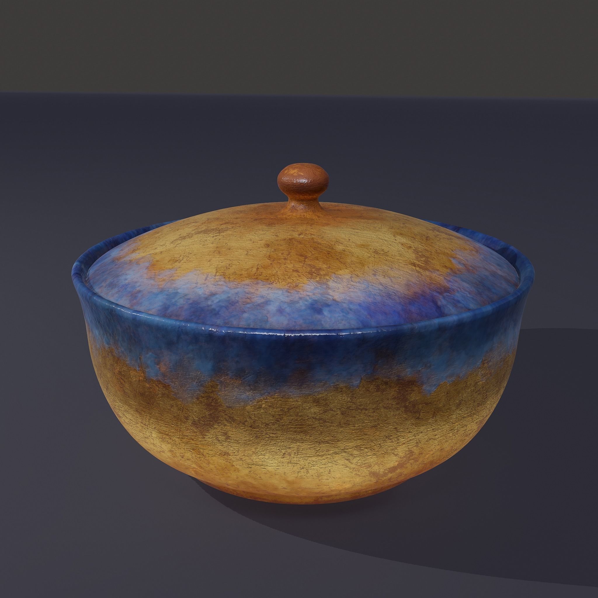 Terracotta Glazed Pot with Lid Free low-poly 3D model_28