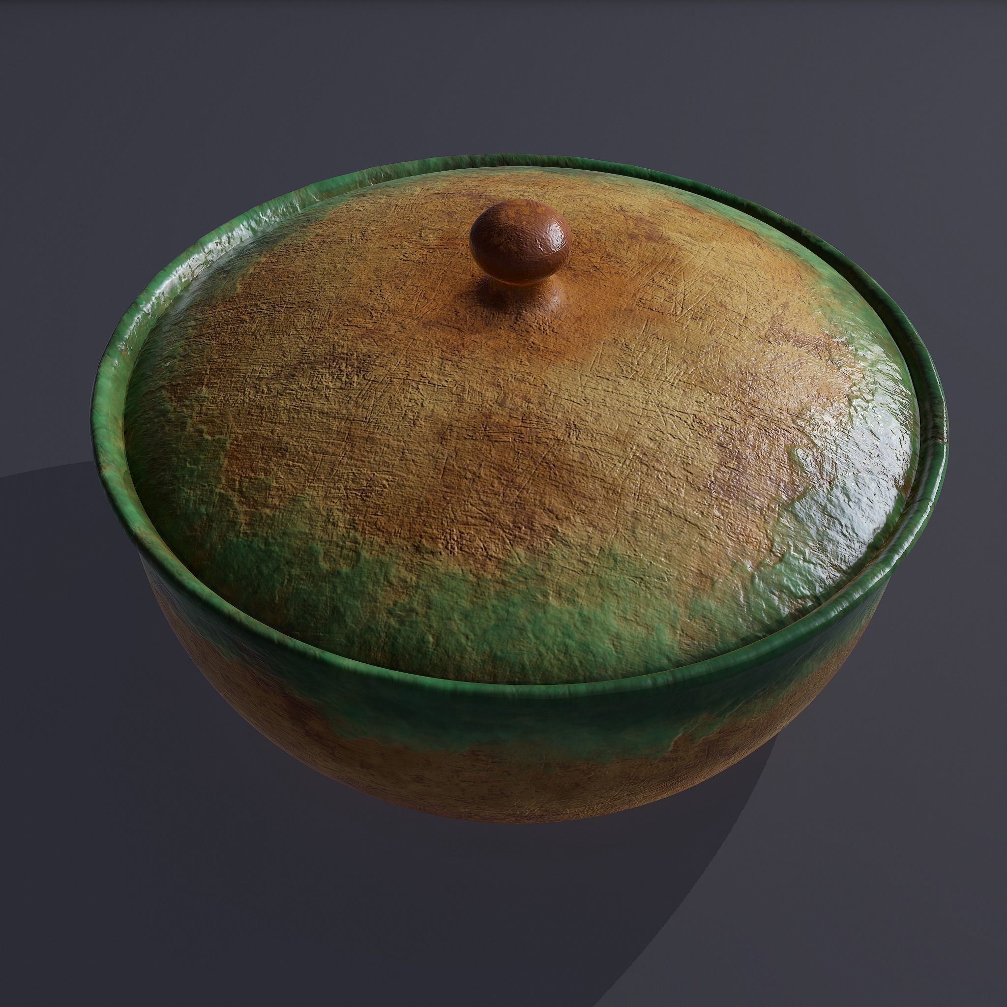 Terracotta Glazed Pot with Lid Free low-poly 3D model_21