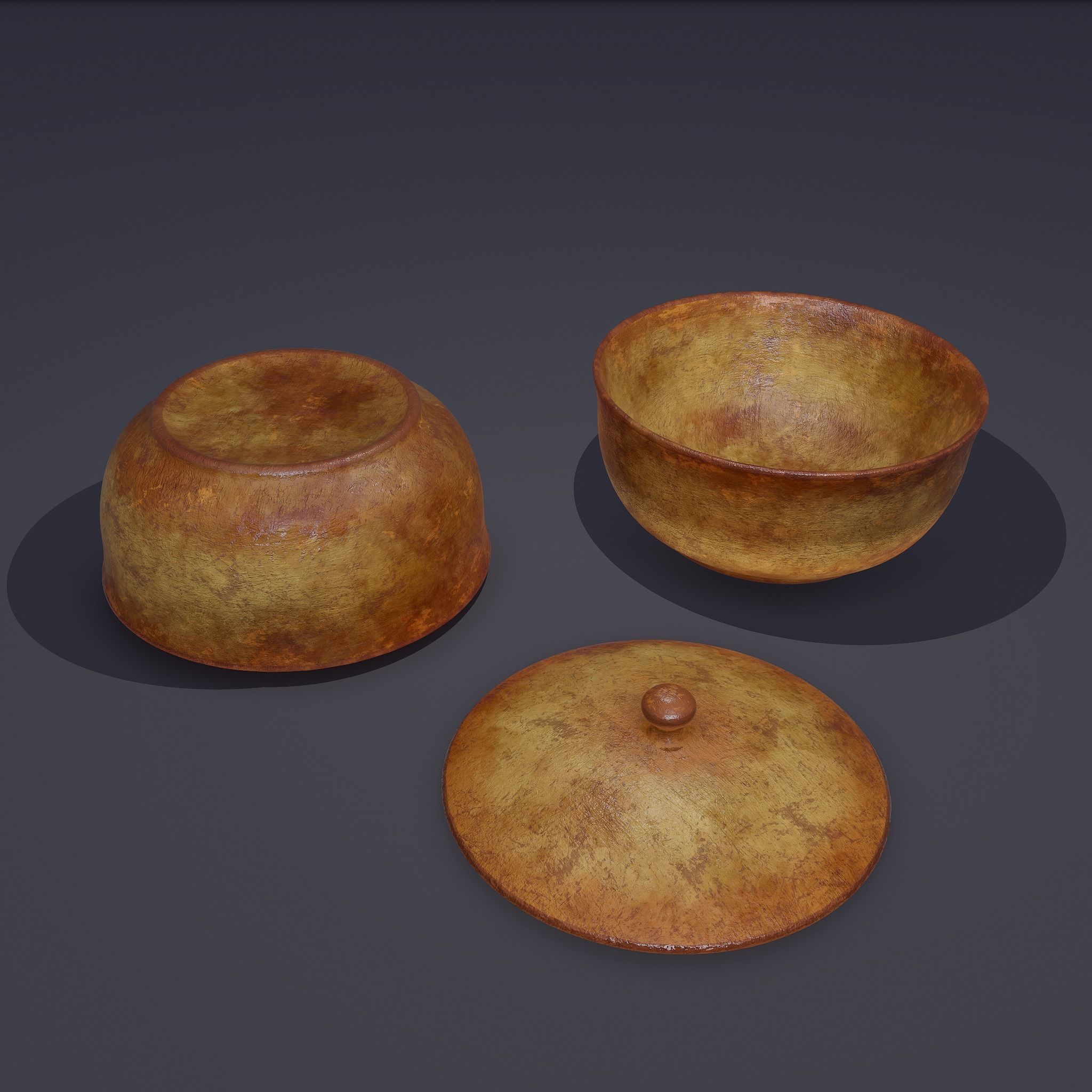 Terracotta Glazed Pot with Lid Free low-poly 3D model_10