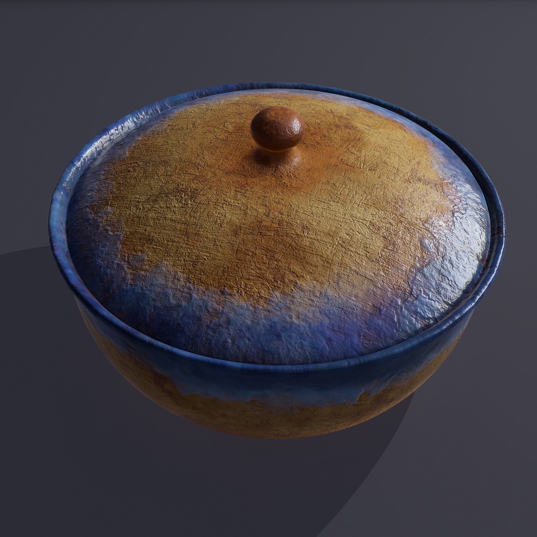 Terracotta Glazed Pot with Lid Free low-poly 3D model_19
