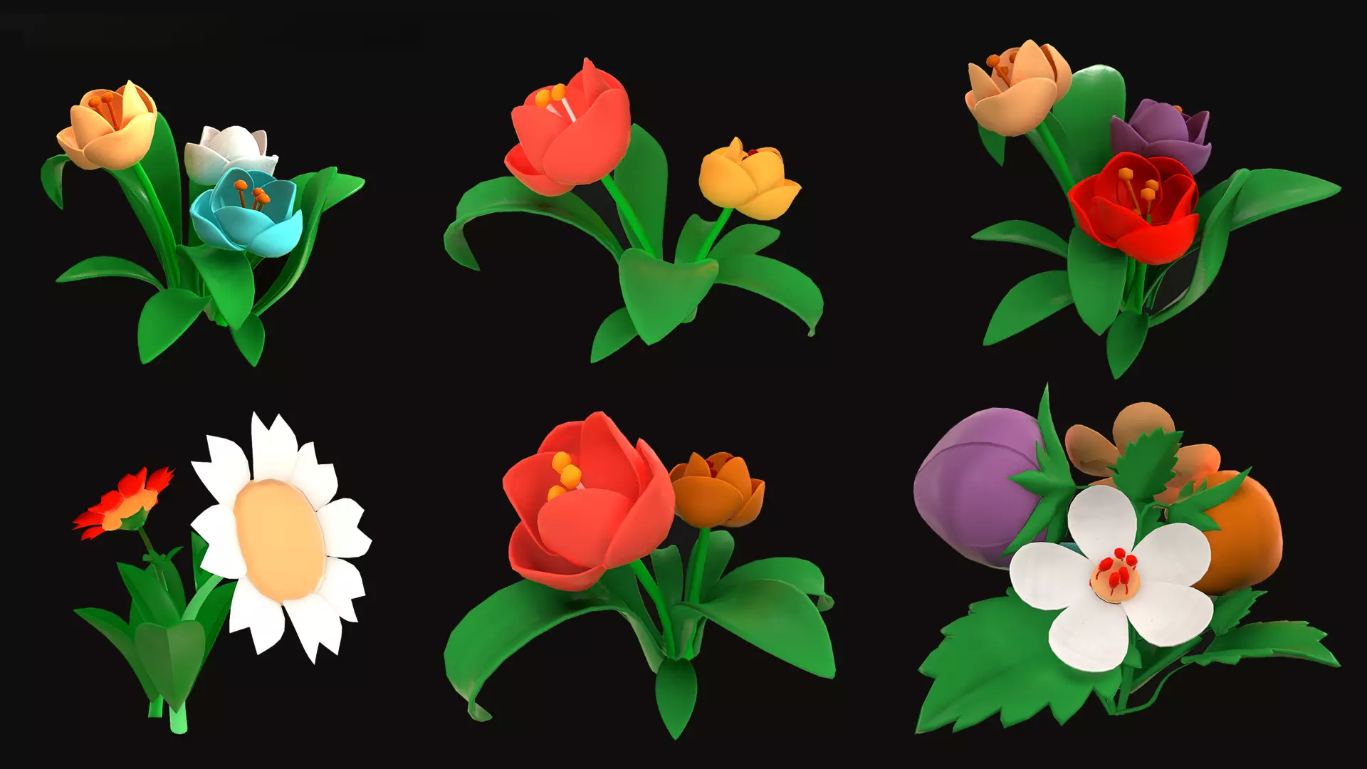 Asset - Cartoons - Flower 3D model_0