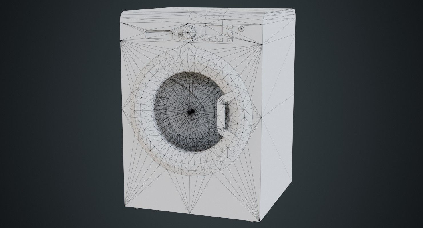 Washing Machine 1B Low-poly 3D model_9