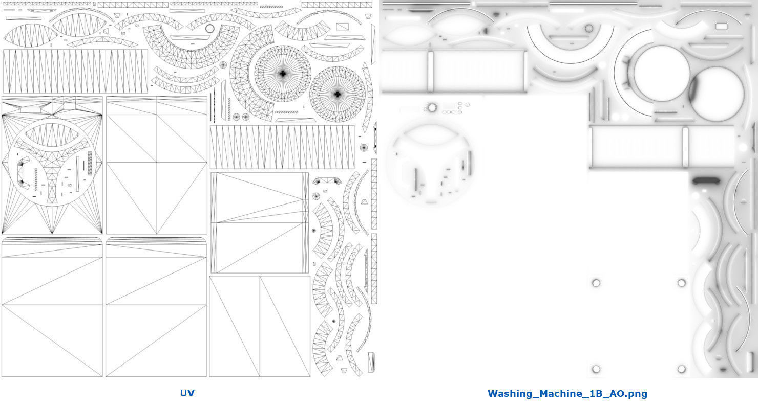 Washing Machine 1B Low-poly 3D model_10