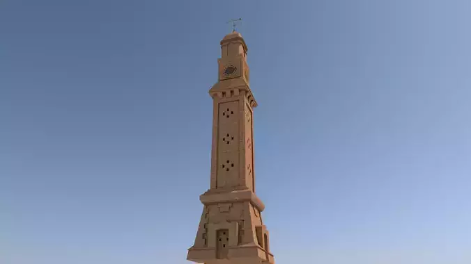 Arab Land mark Alqashla Clock Tower in Iraq Low-poly 3D model