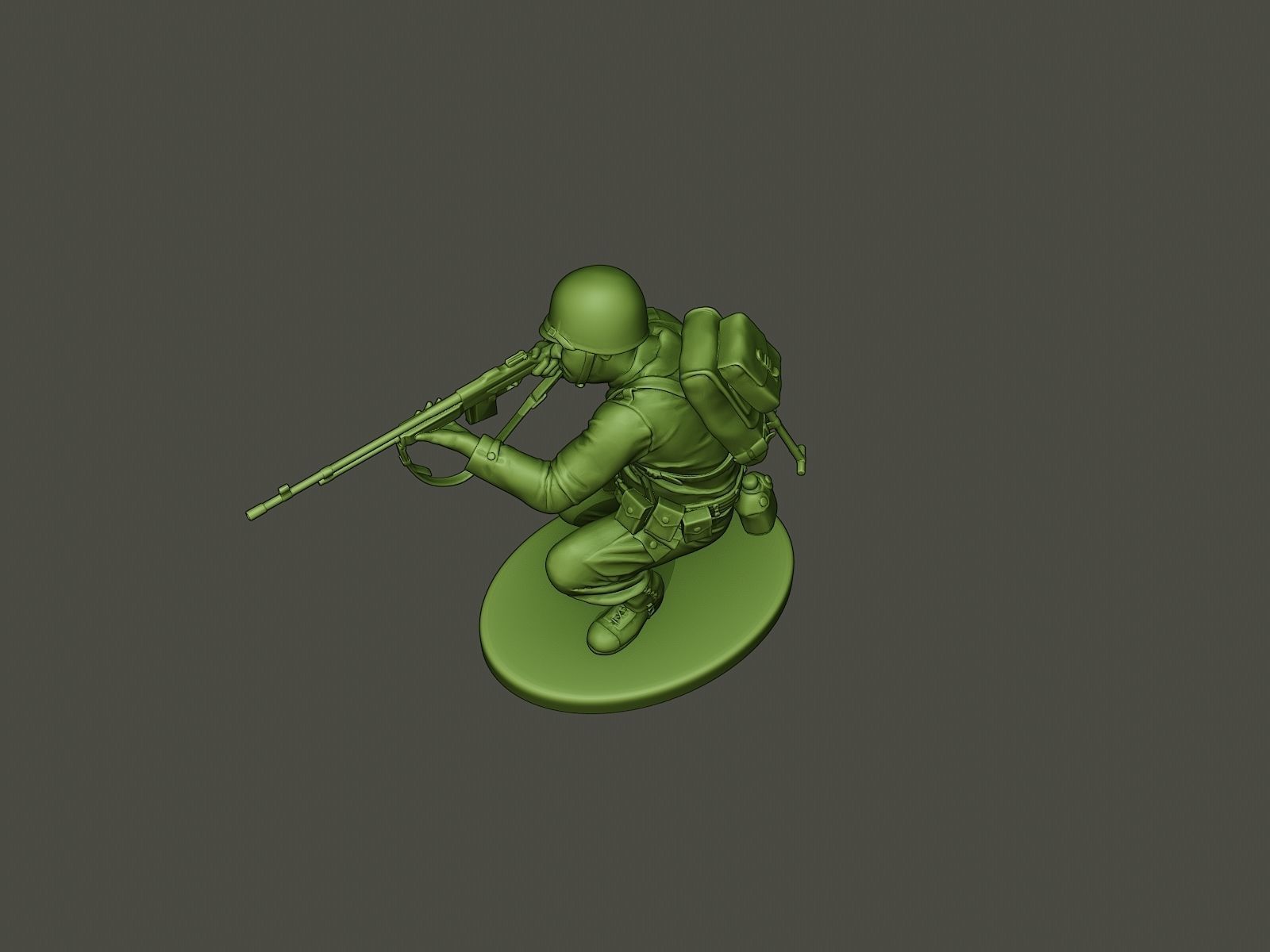 American soldier ww2 Shoot crouched A3 3D print model_14