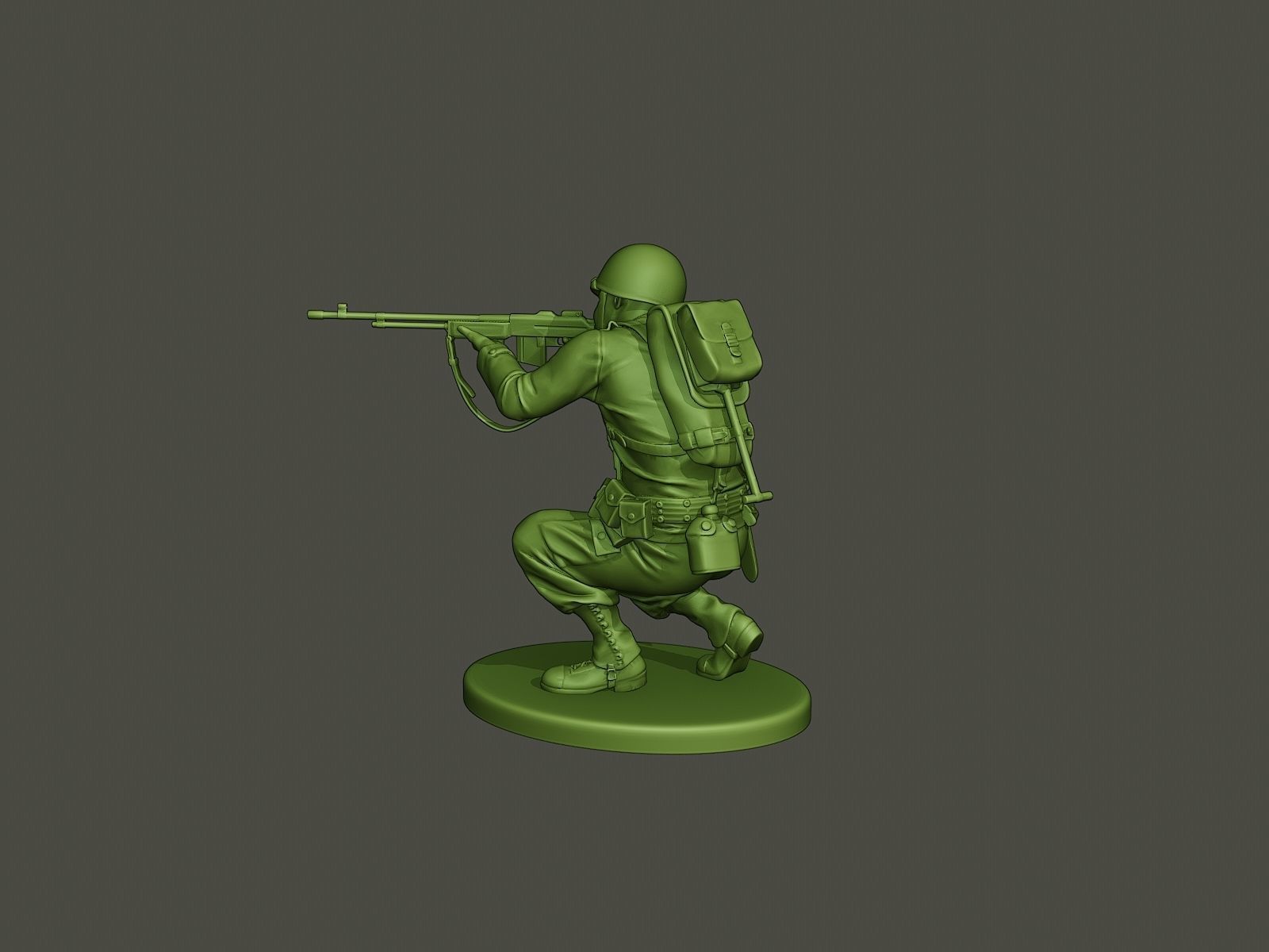 American soldier ww2 Shoot crouched A3 3D print model_3