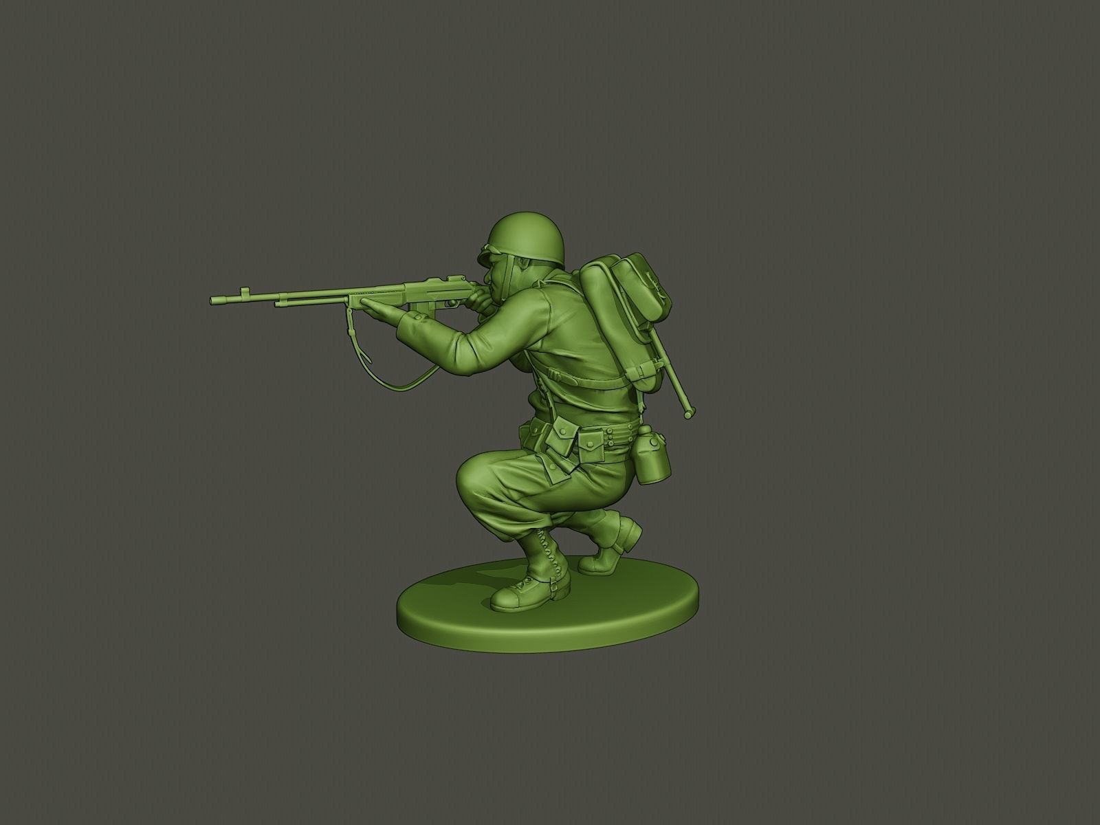 American soldier ww2 Shoot crouched A3 3D print model_2