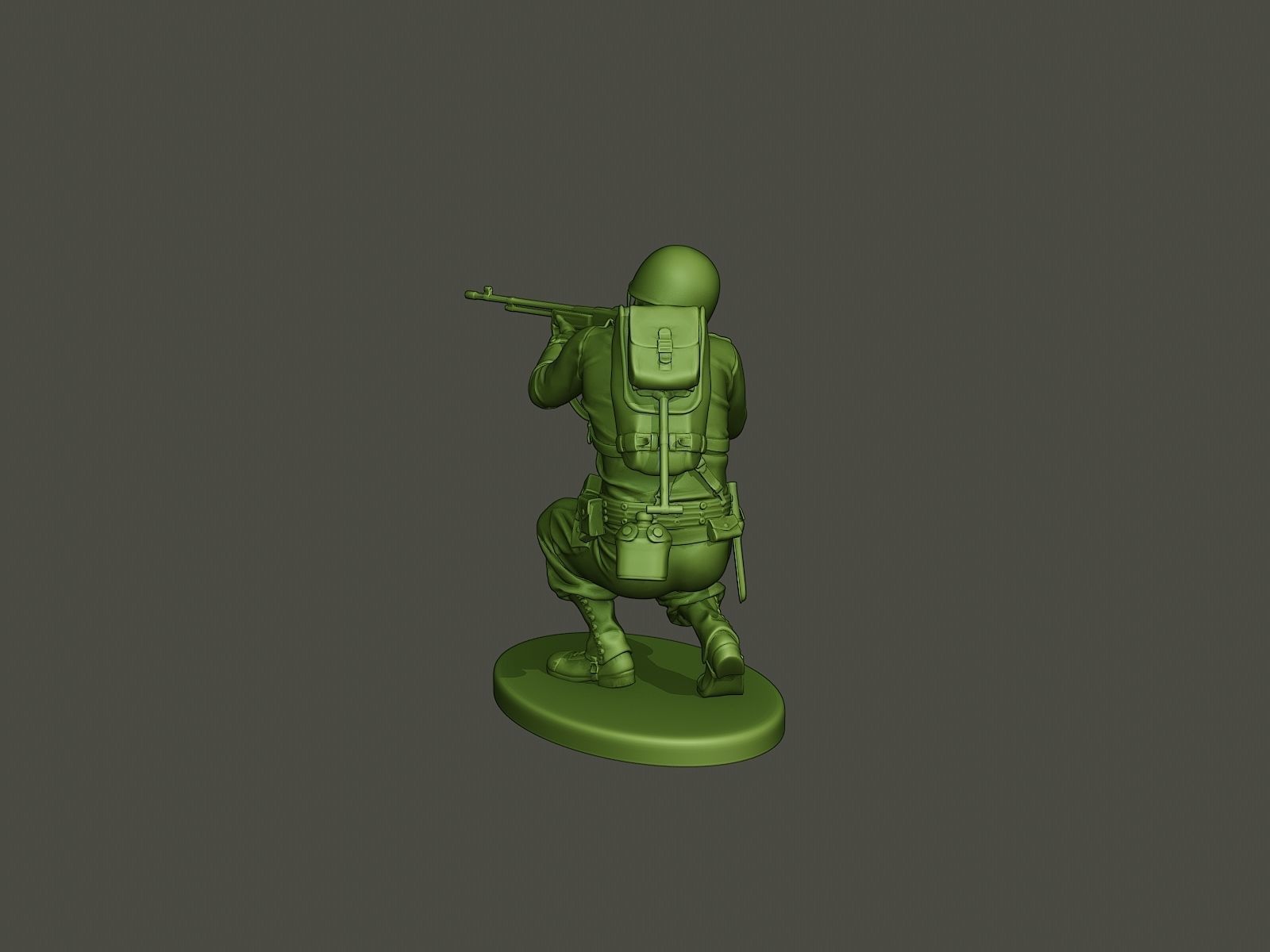 American soldier ww2 Shoot crouched A3 3D print model_4