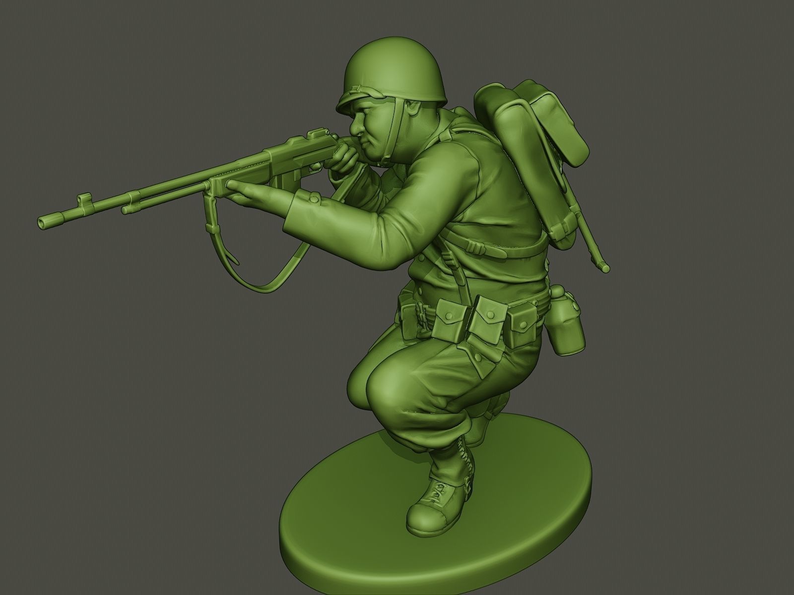 American soldier ww2 Shoot crouched A3 3D print model_18