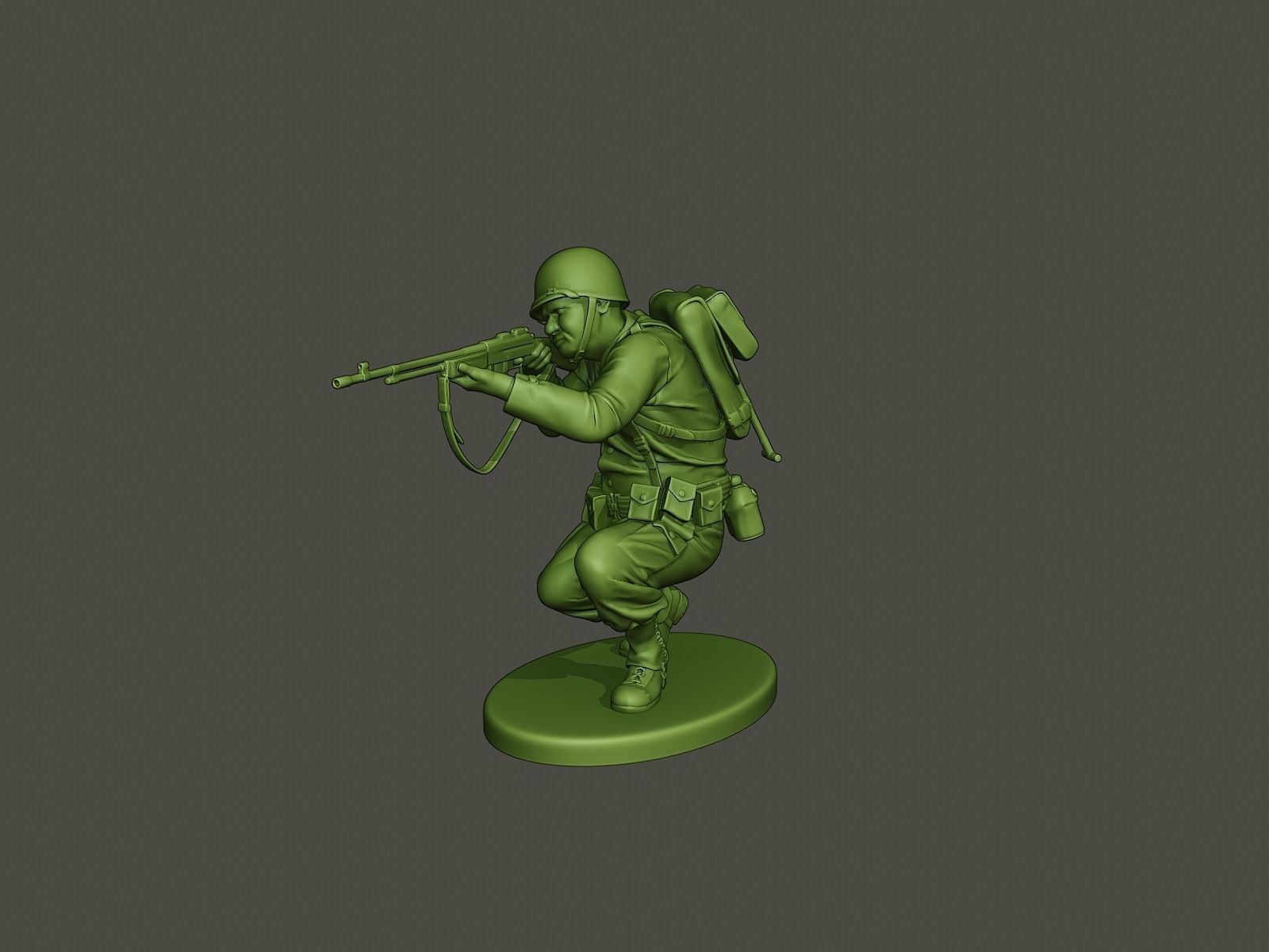 American soldier ww2 Shoot crouched A3 3D print model_1