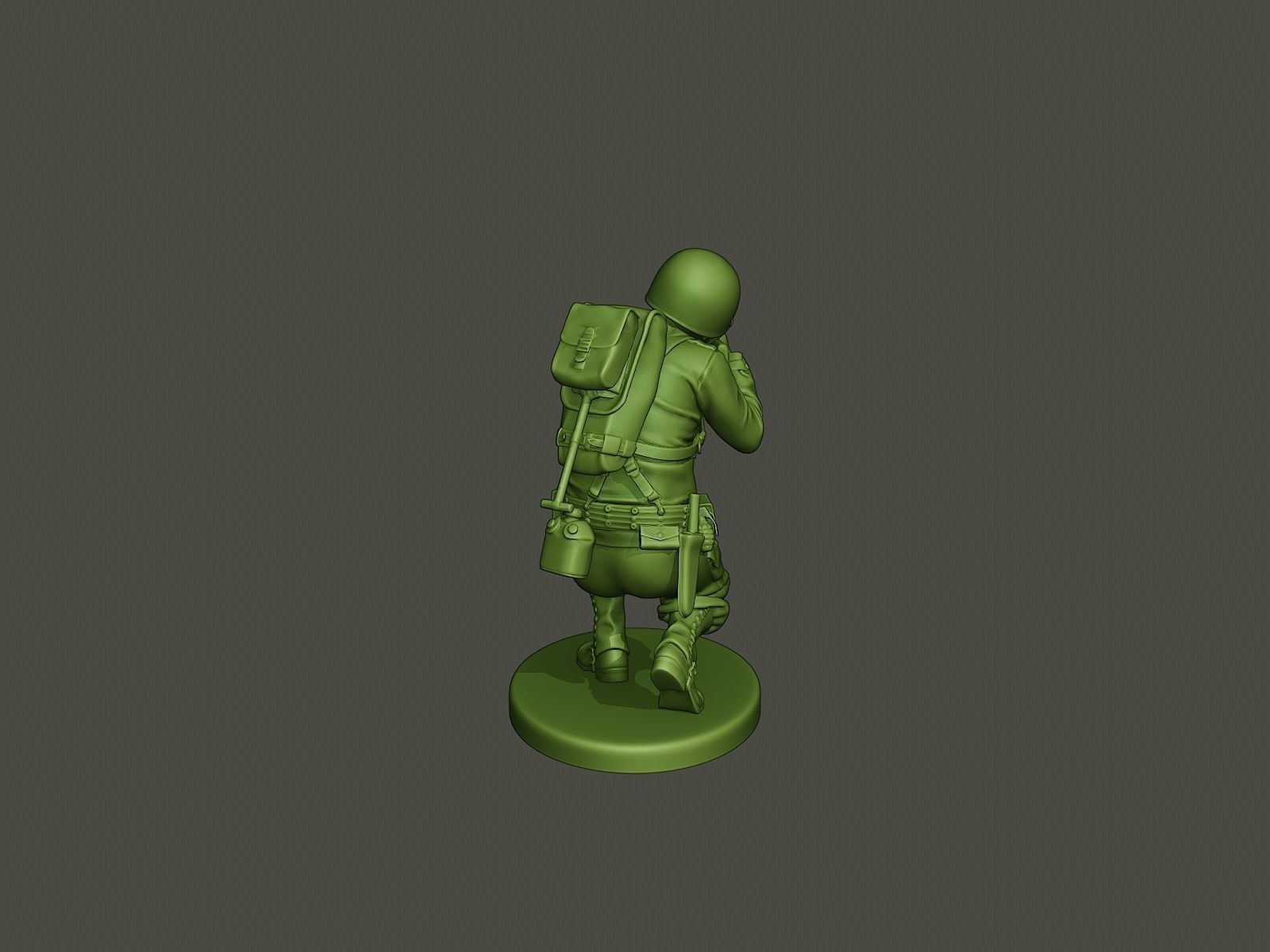 American soldier ww2 Shoot crouched A3 3D print model_5