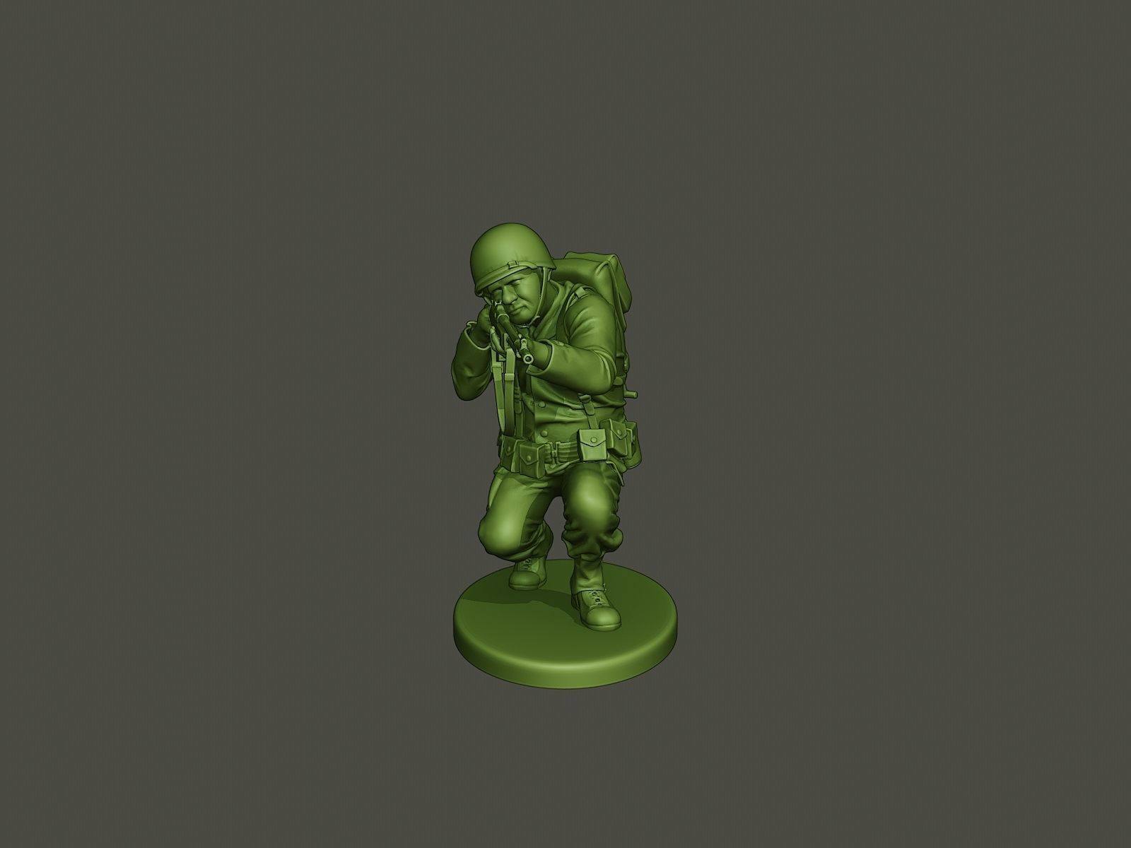 American soldier ww2 Shoot crouched A3 3D print model_10