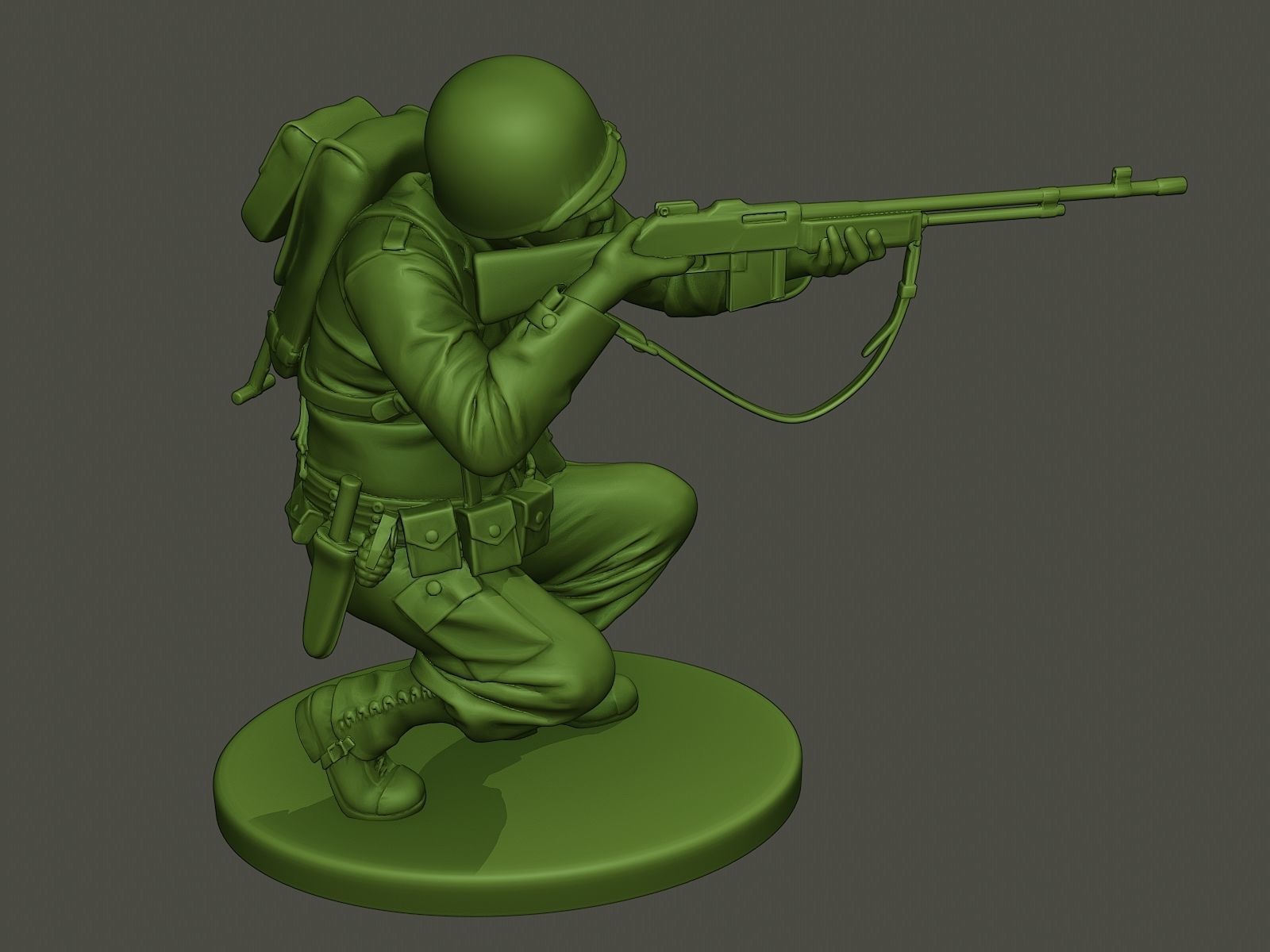 American soldier ww2 Shoot crouched A3 3D print model_19