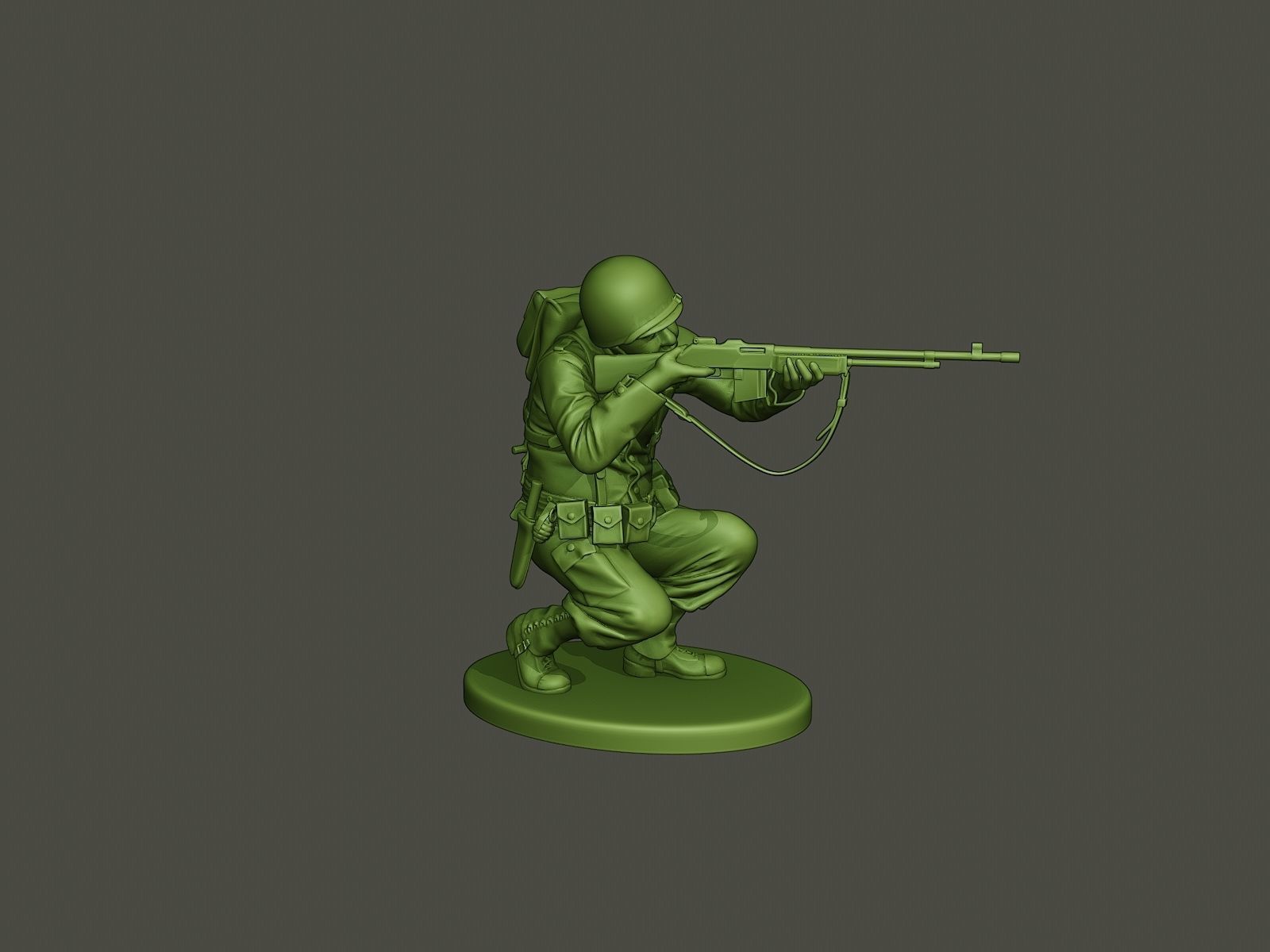 American soldier ww2 Shoot crouched A3 3D print model_9