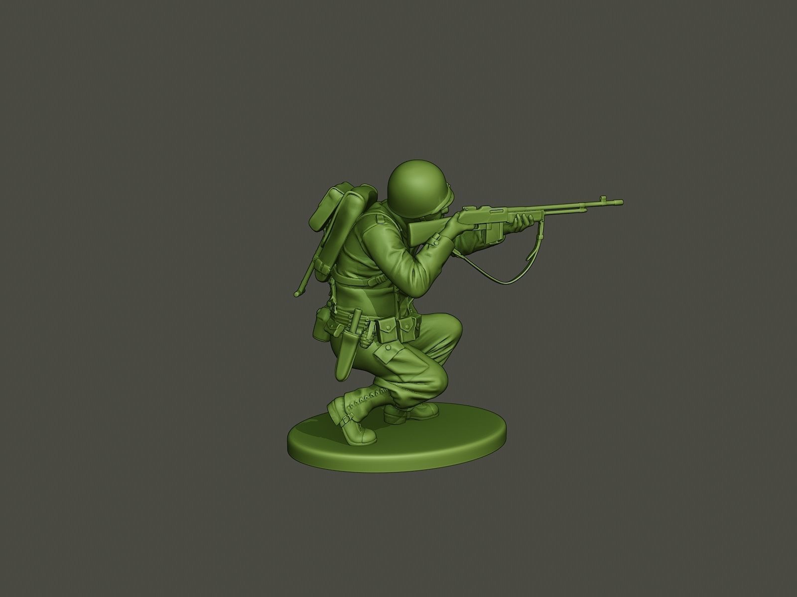 American soldier ww2 Shoot crouched A3 3D print model_7
