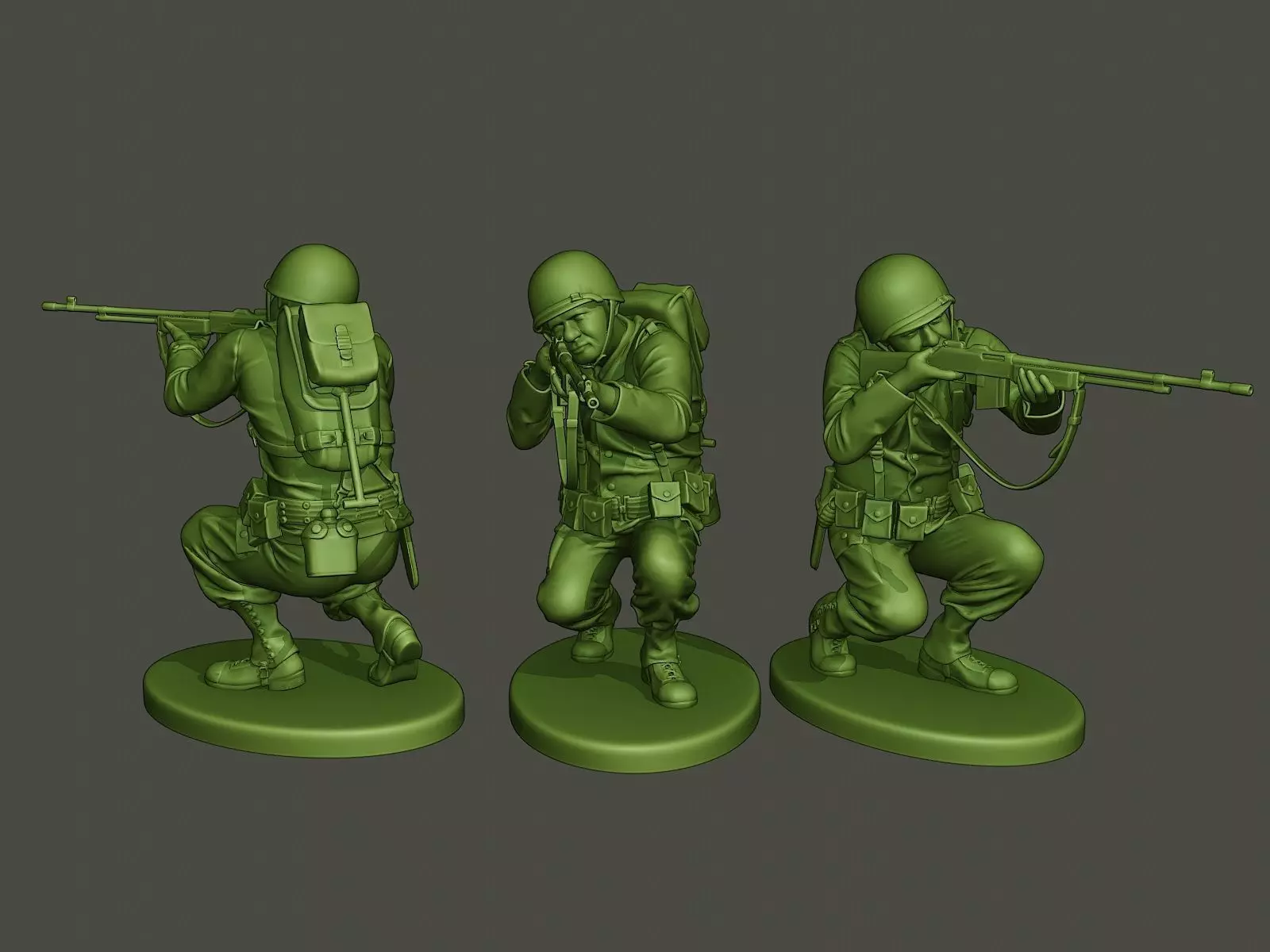 American soldier ww2 Shoot crouched A3 3D print model_0