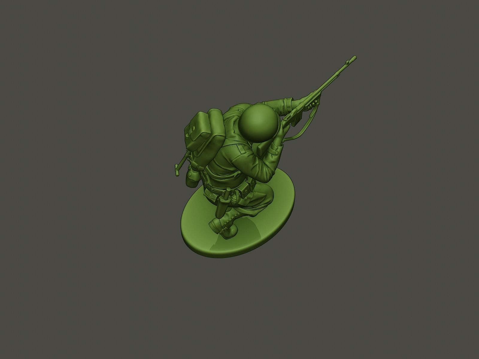 American soldier ww2 Shoot crouched A3 3D print model_21
